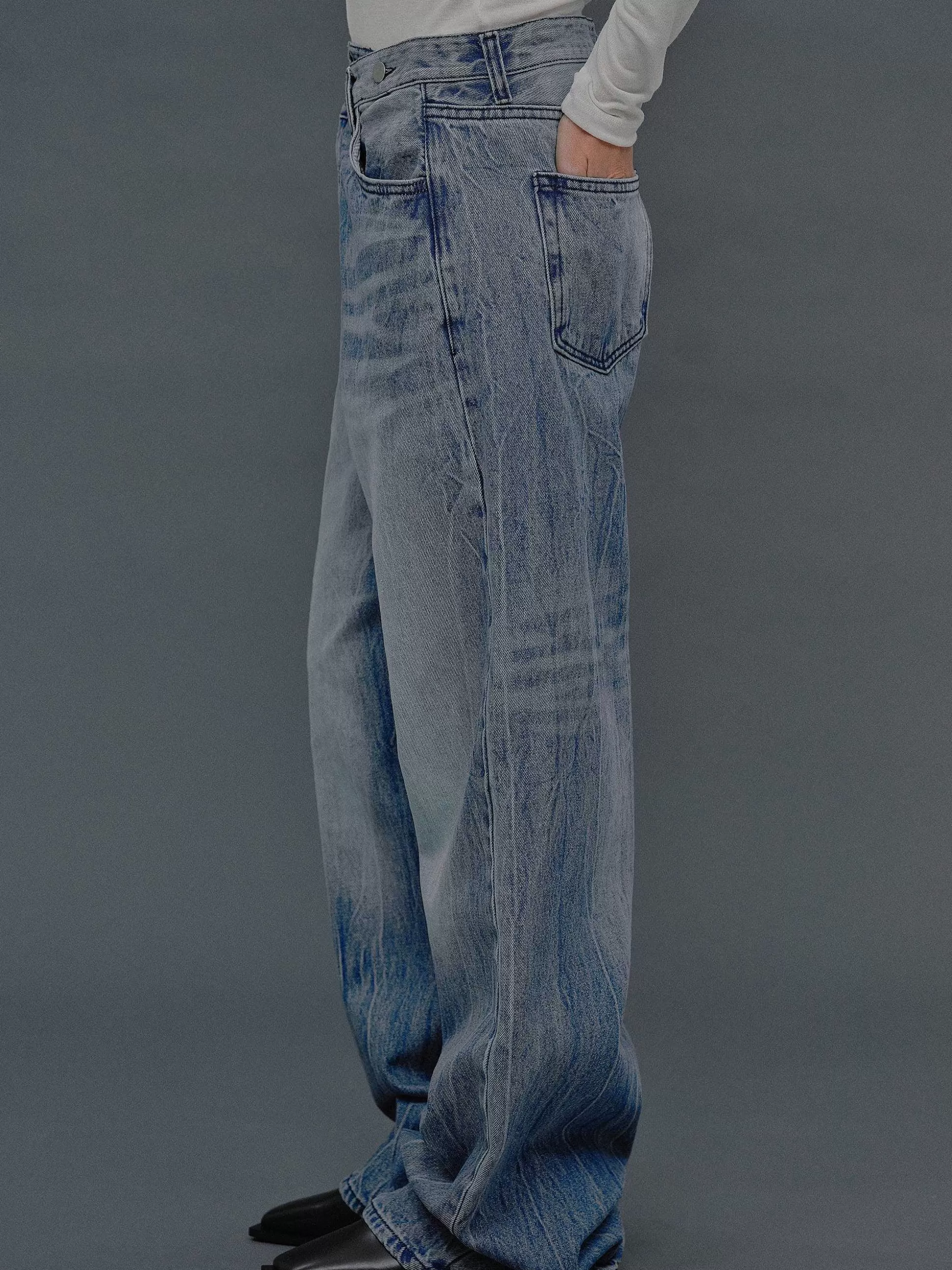 Source Unknown Jean Croise Destructure, Bleu Moyen Cheap
