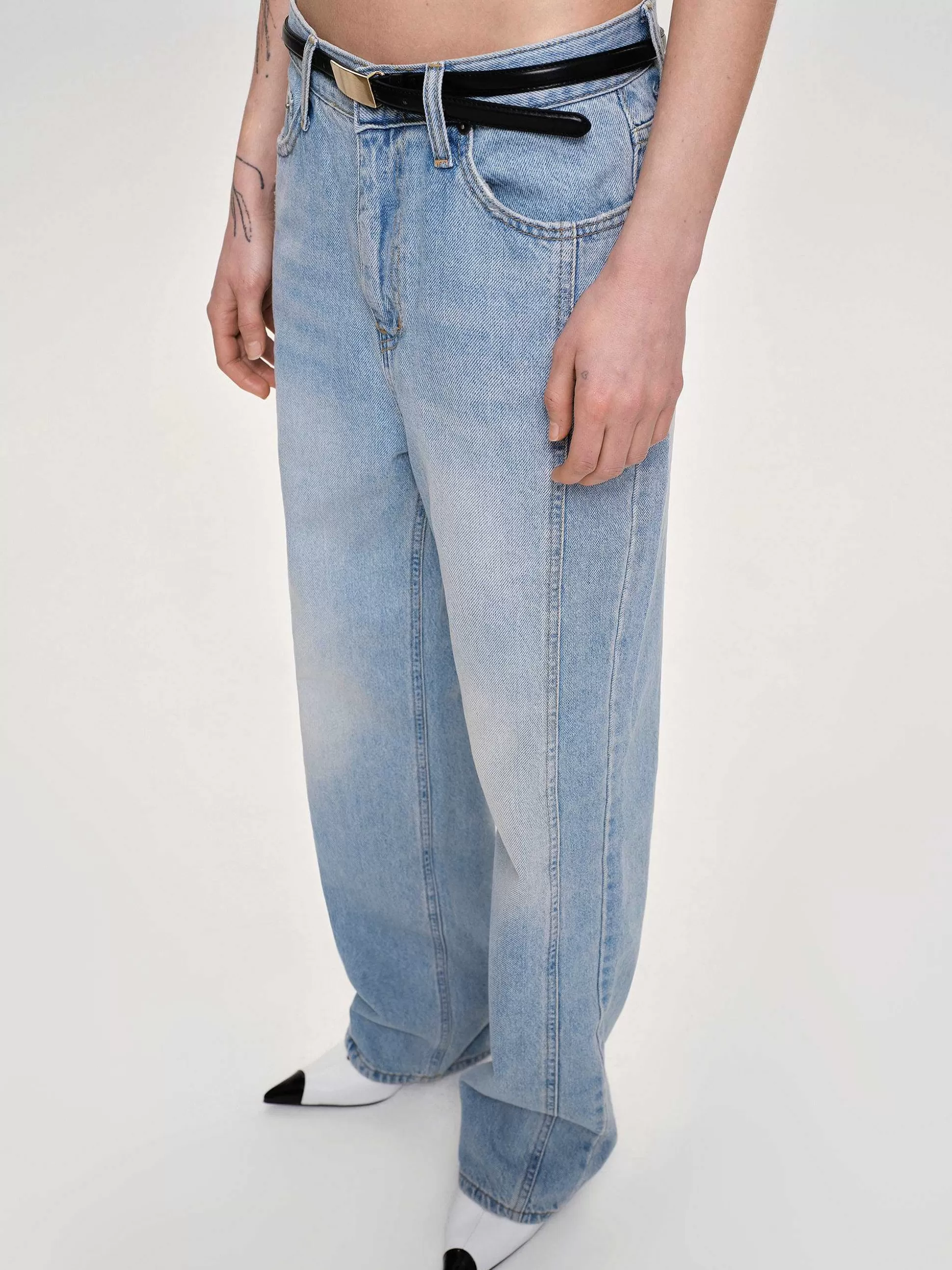 Source Unknown Jean Droit A Panneaux Lateraux, Bleu Clair Delave New