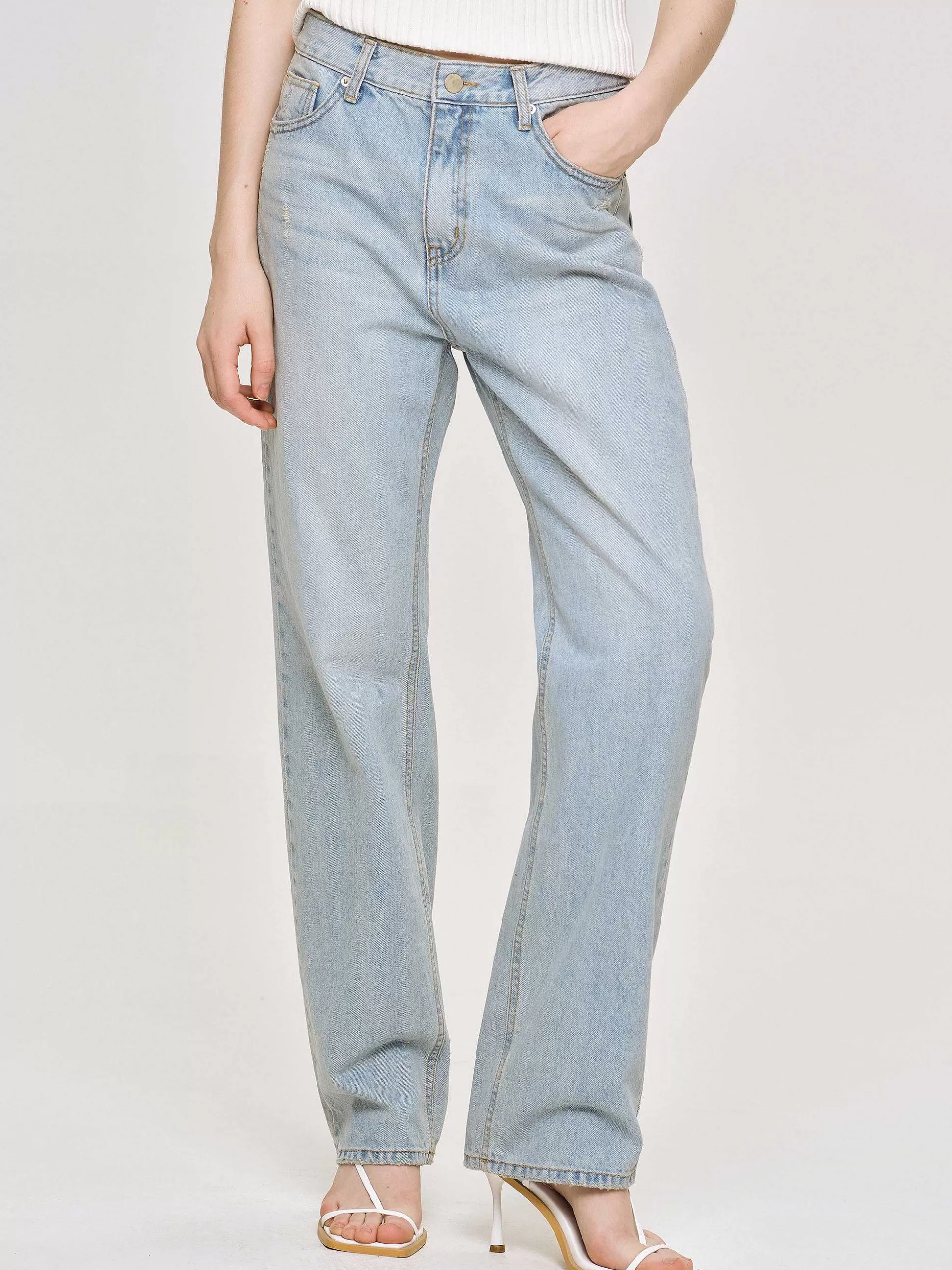 Source Unknown Jean Droit Effet Vieilli, Bleu Clair Vintage Store