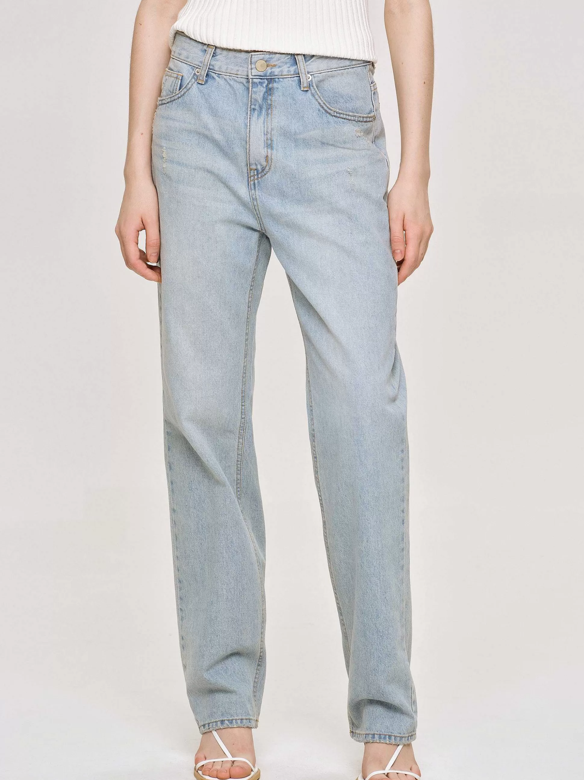 Source Unknown Jean Droit Effet Vieilli, Bleu Clair Vintage Store