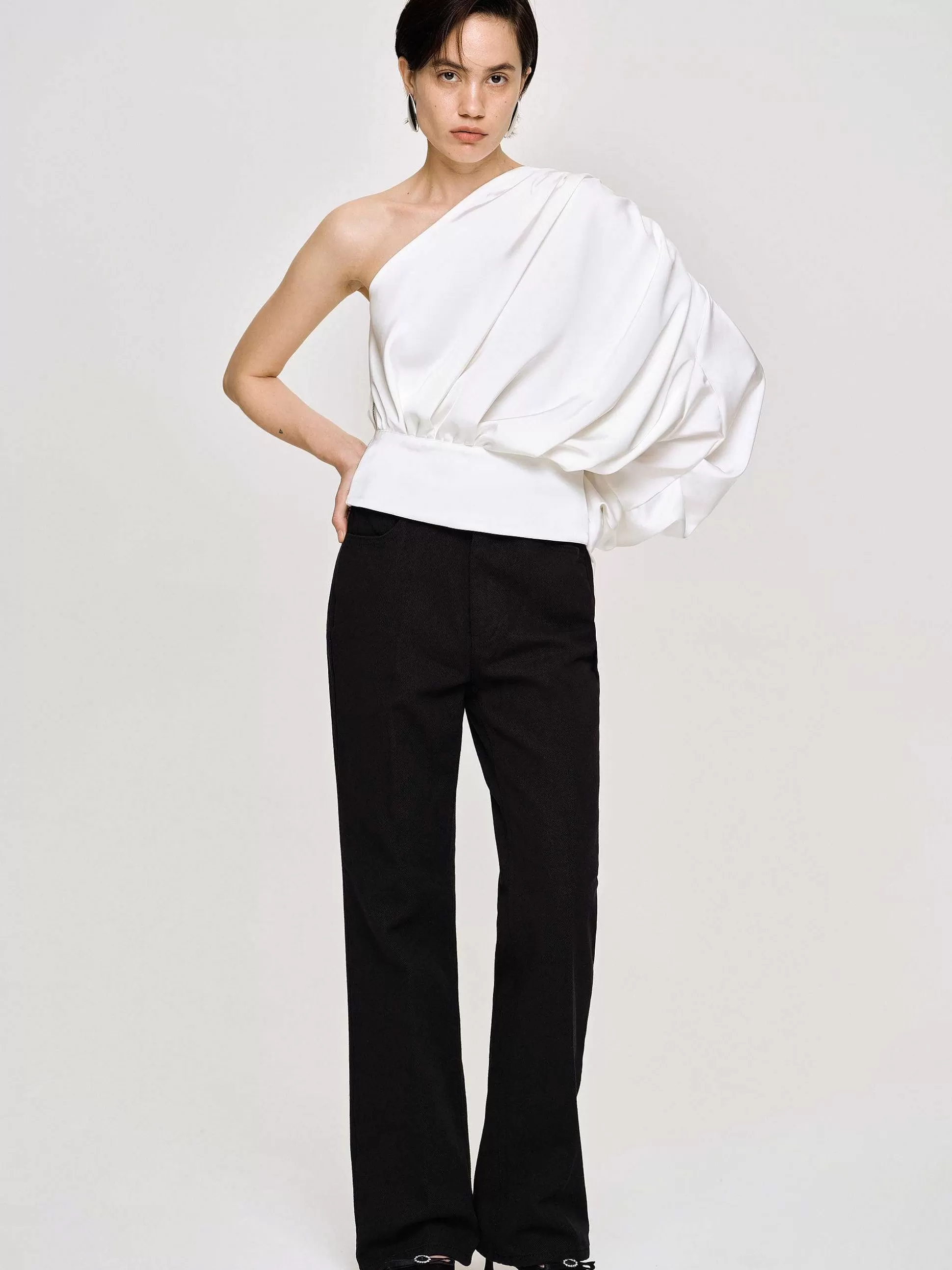 Source Unknown Jean Evase A Jambe Longue, Noir Discount