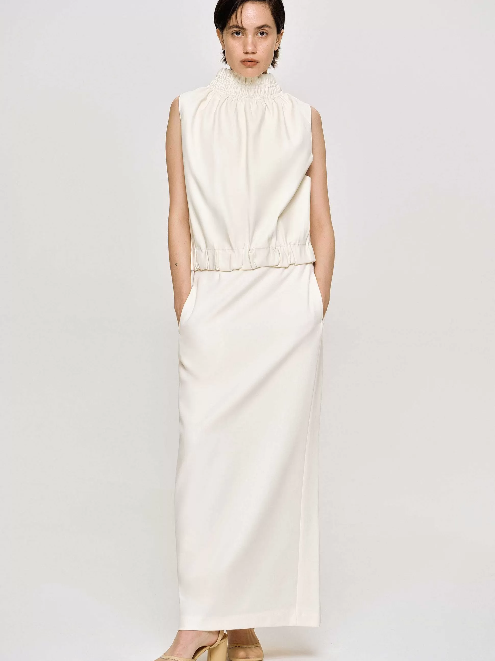 Source Unknown Jupe Fluide Taille Haute, Ivoire Sale