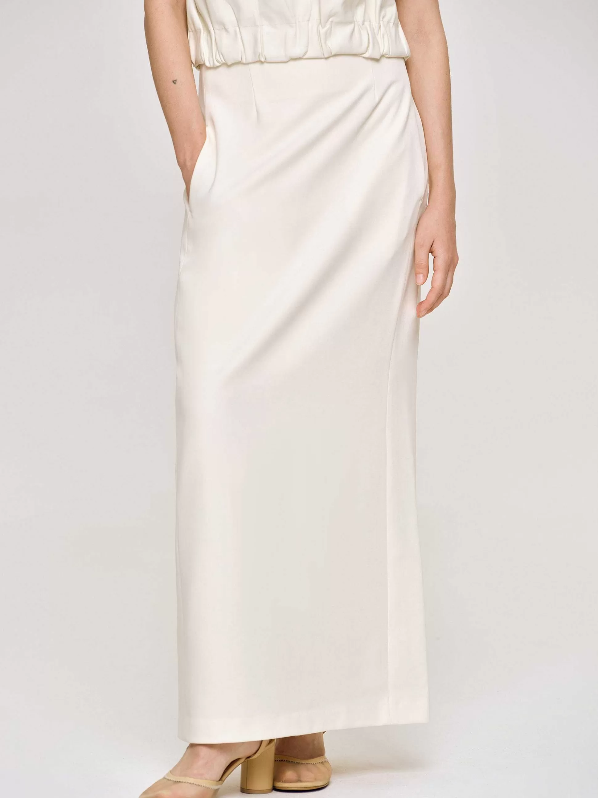Source Unknown Jupe Fluide Taille Haute, Ivoire Sale