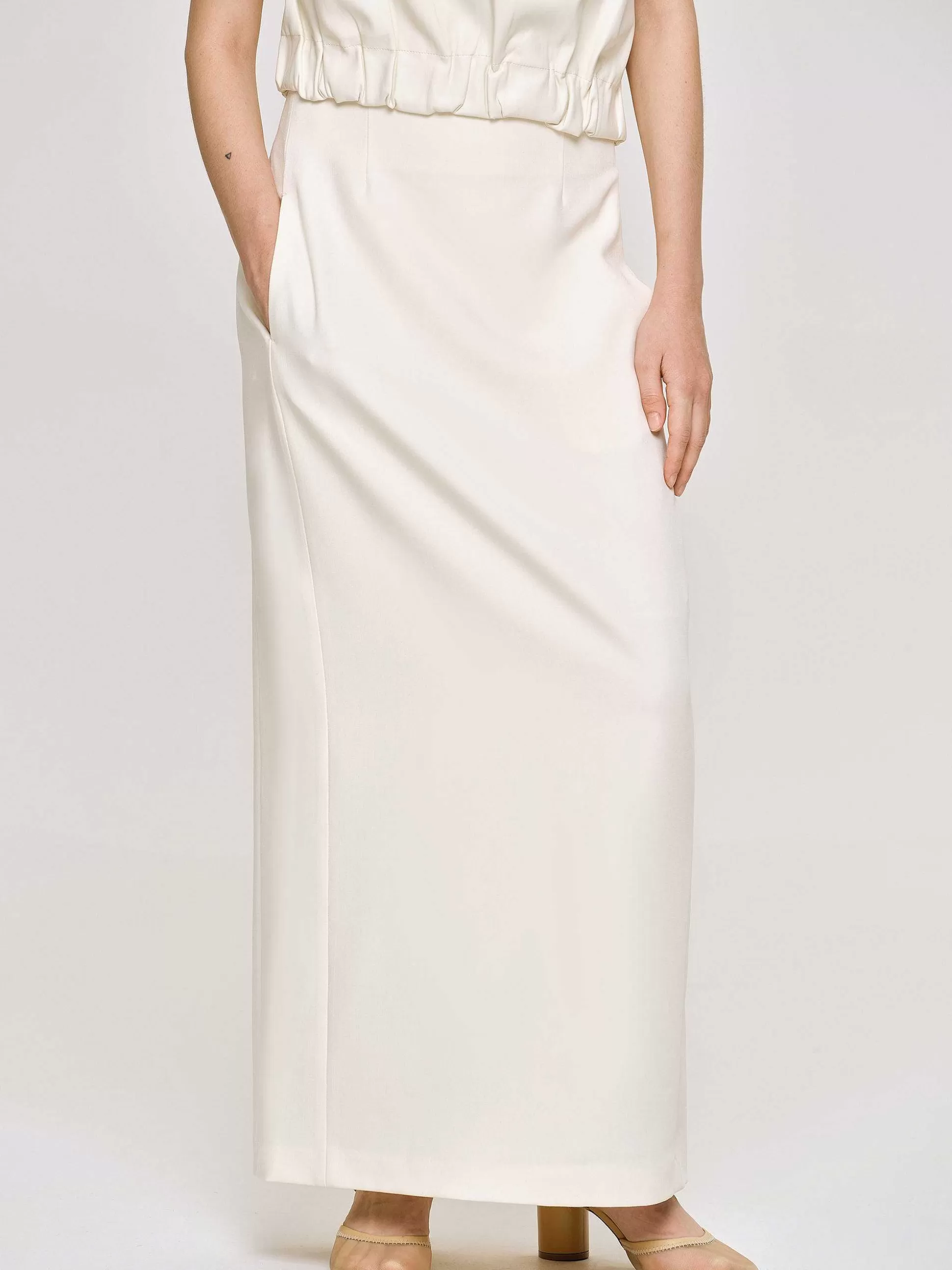 Source Unknown Jupe Fluide Taille Haute, Ivoire Outlet