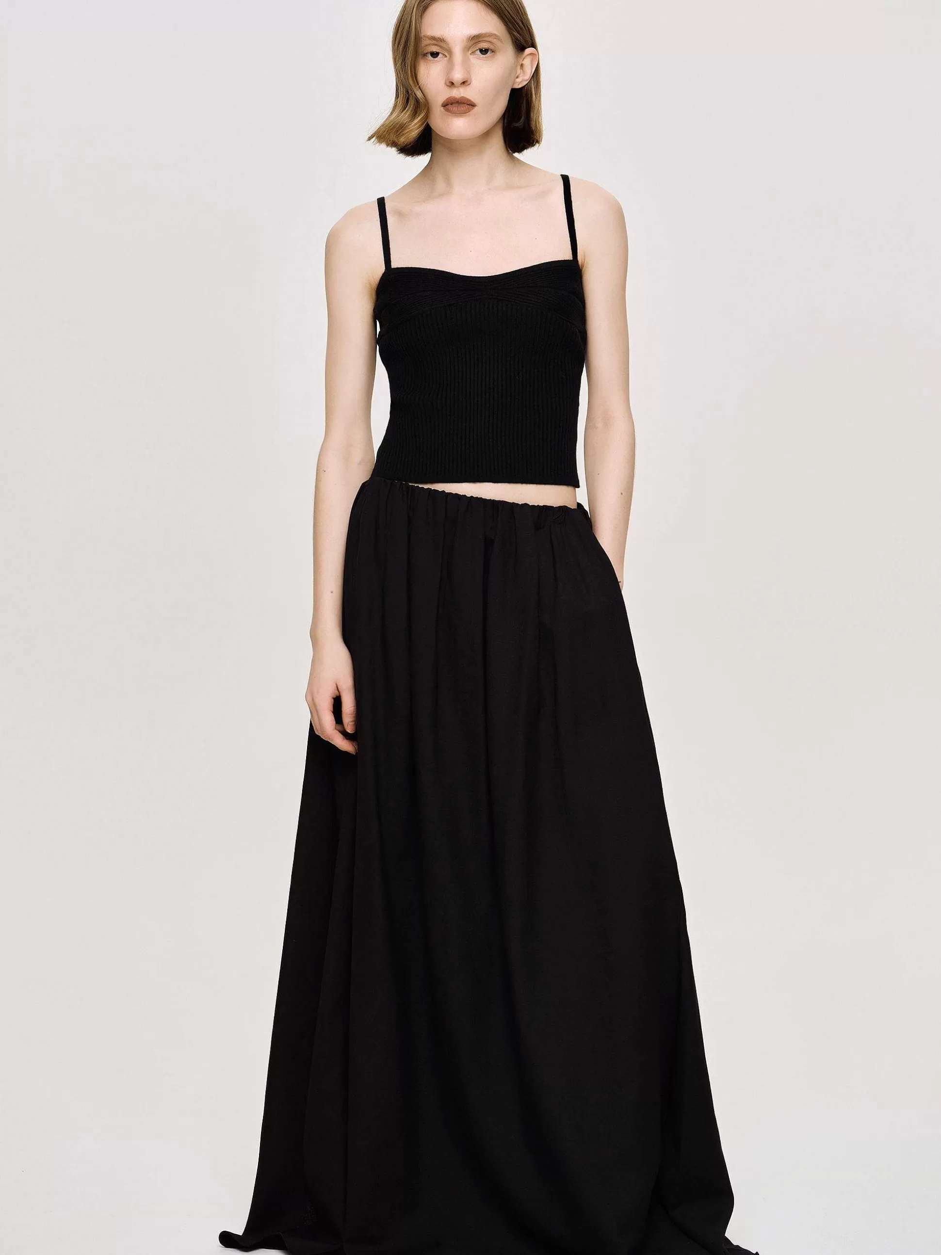 Source Unknown Jupe Longue En Lin Dhanila, Noir Outlet