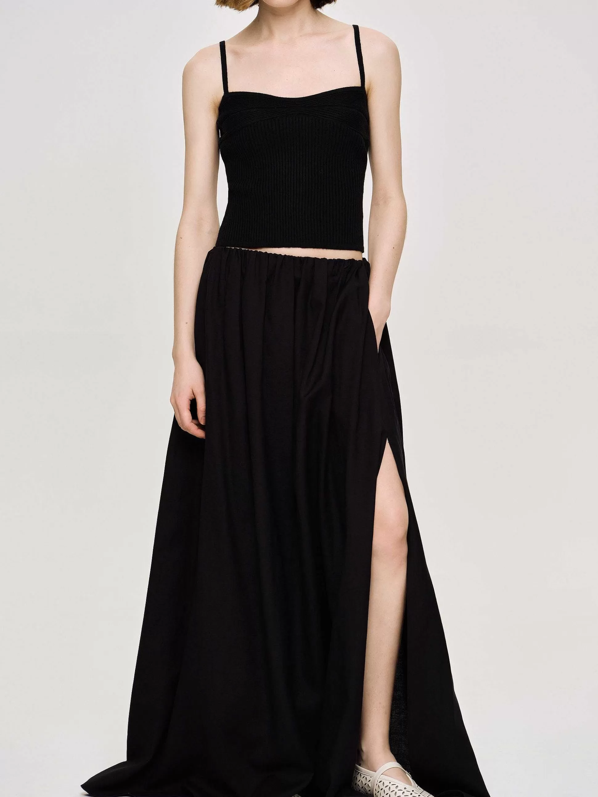 Source Unknown Jupe Longue En Lin Dhanila, Noir Outlet
