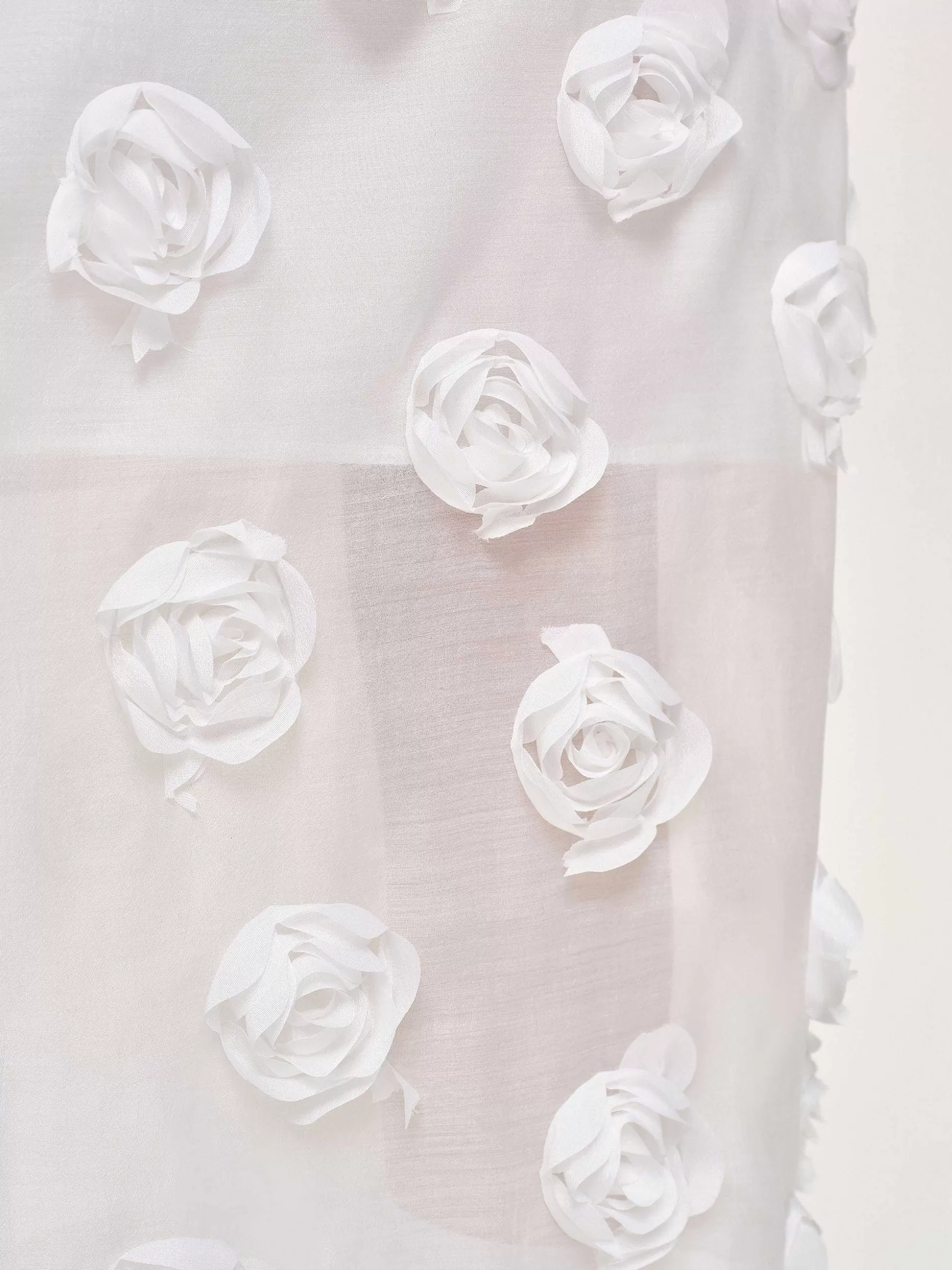 Source Unknown Jupe Mi-Longue A Appliques Roses, Blanc Fashion