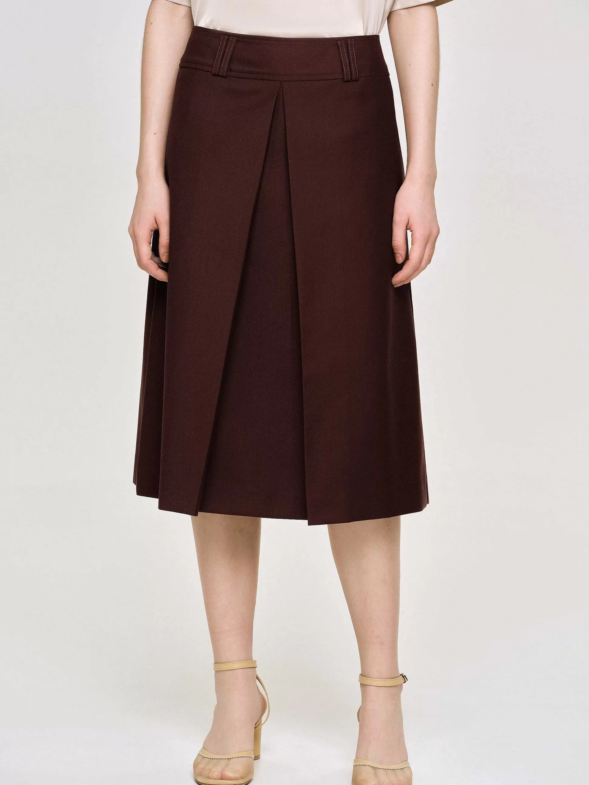 Source Unknown Jupe Mi-Longue Plissee, Cerise Noire Shop