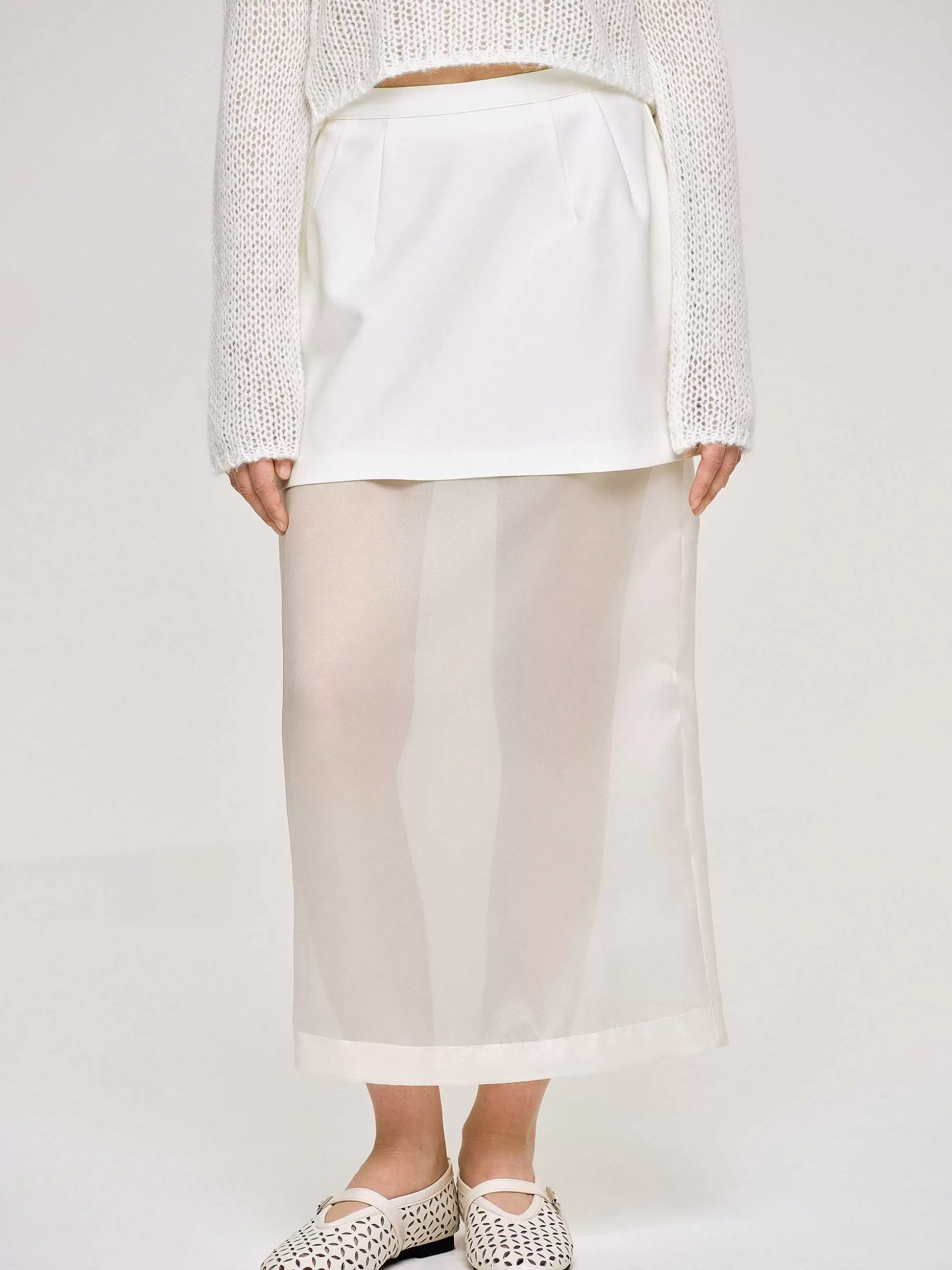 Source Unknown Jupe Mi-Longue Transparente, Blanc Store