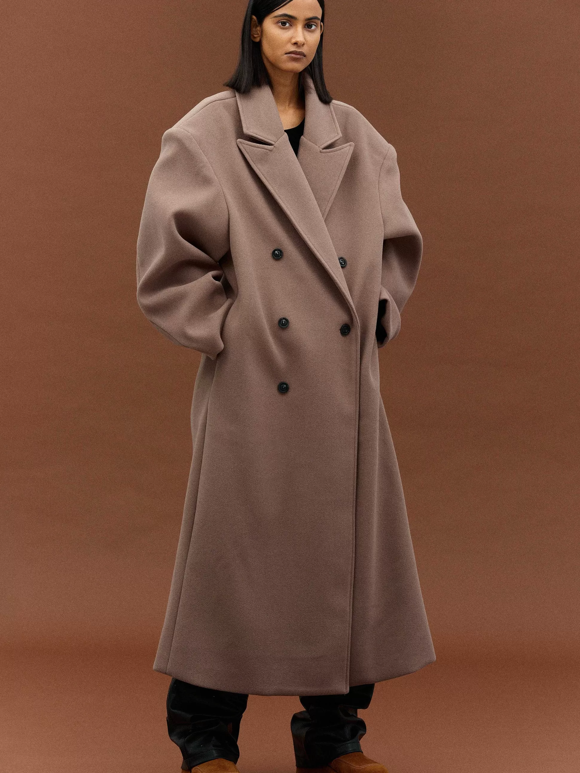 Source Unknown Manteau Grand-Pere Surdimensionne Wallis, Latte Clearance