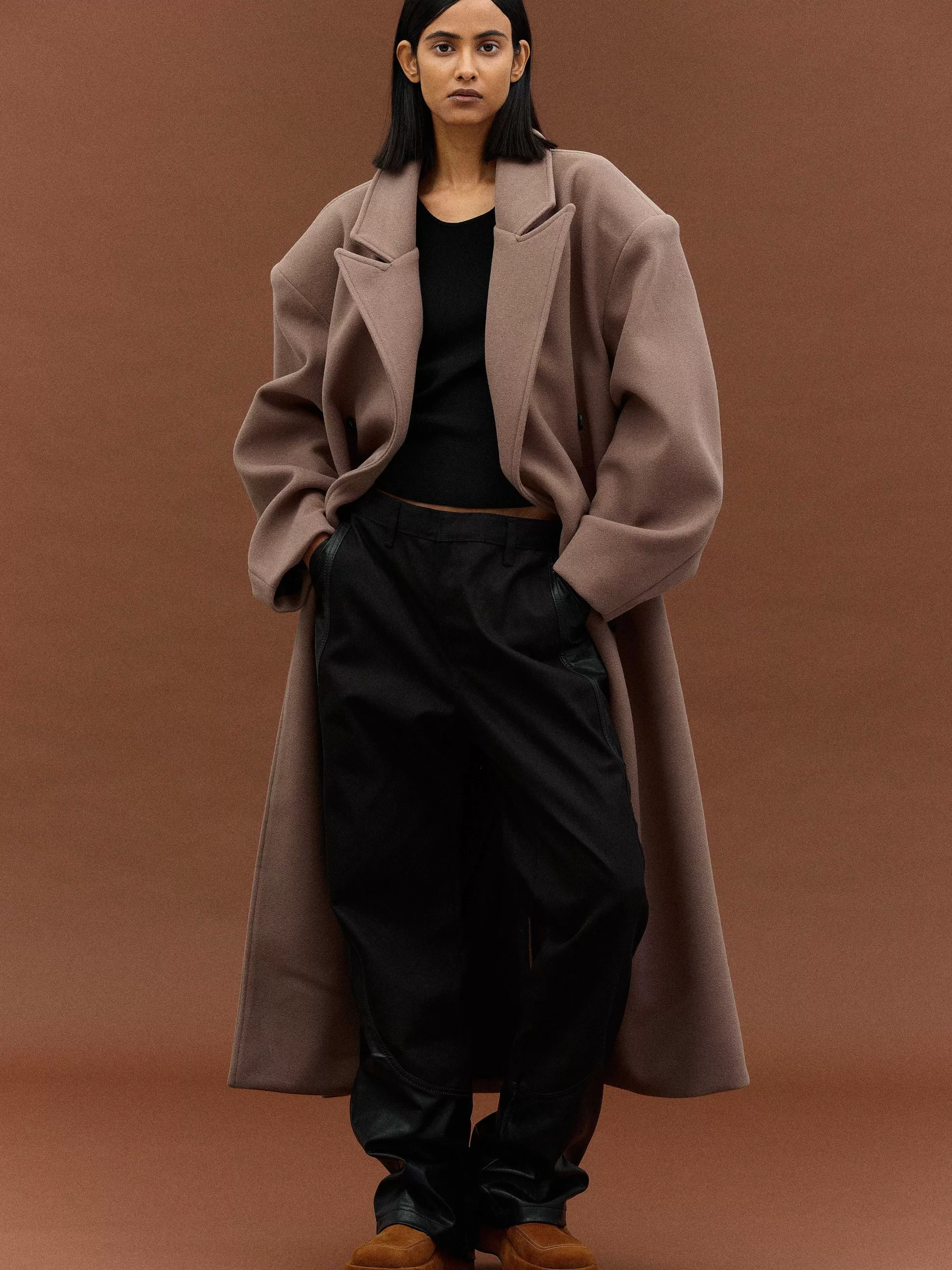 Source Unknown Manteau Grand-Pere Surdimensionne Wallis, Latte Clearance