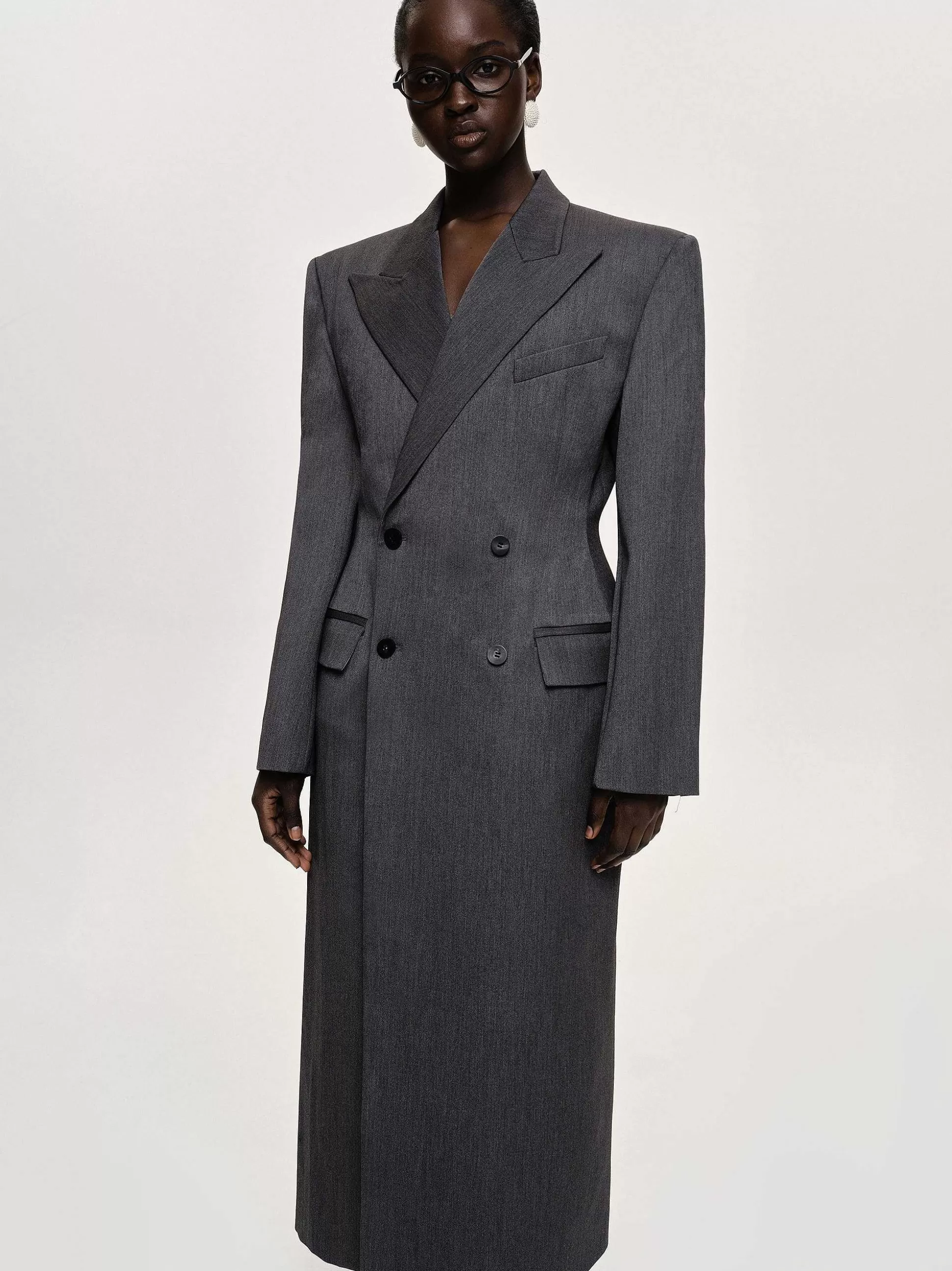 Source Unknown Manteau Long Sablier Delphina, Anthracite Online