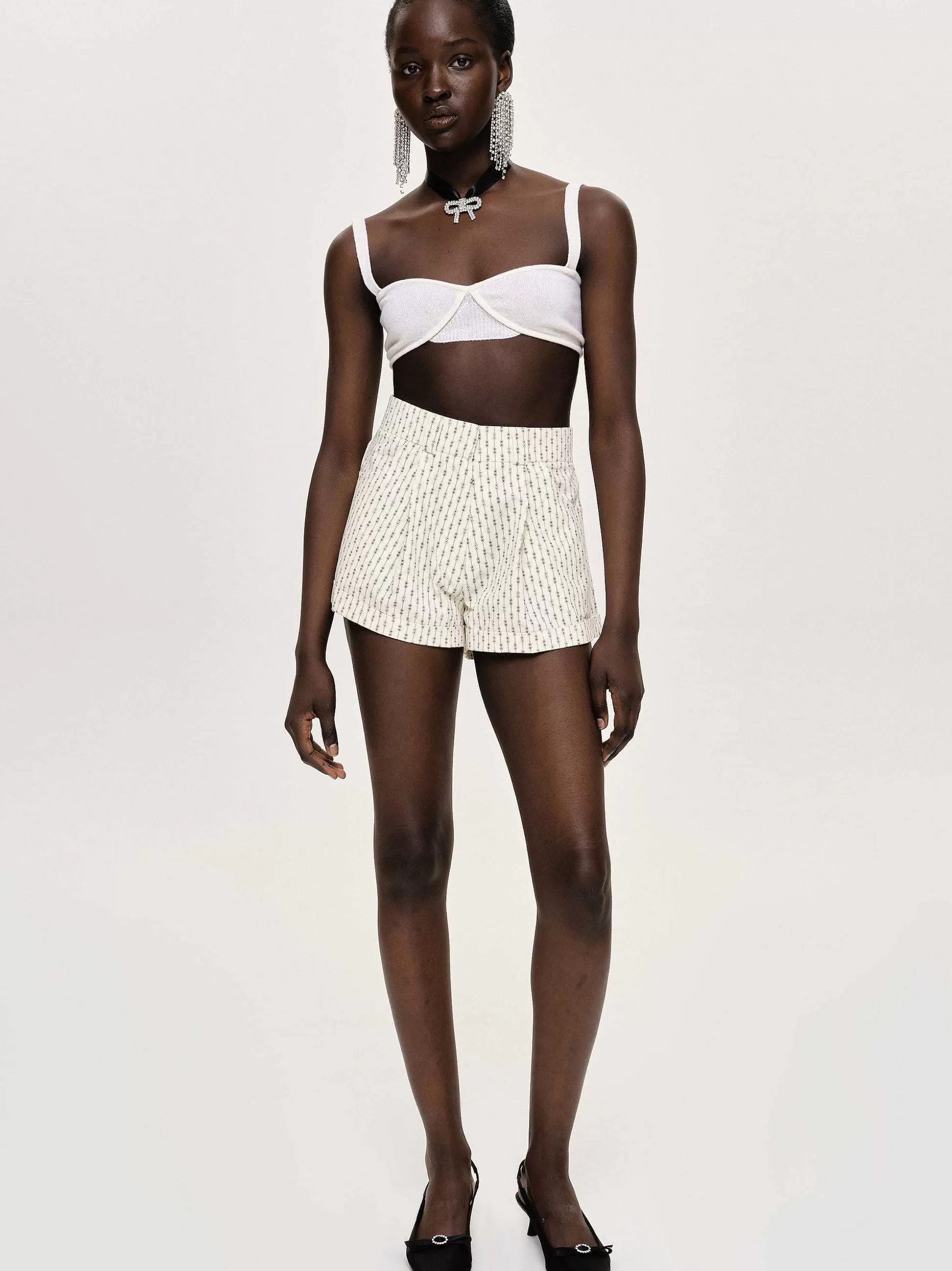 Source Unknown Micro Short Fleuri, Ivoire New