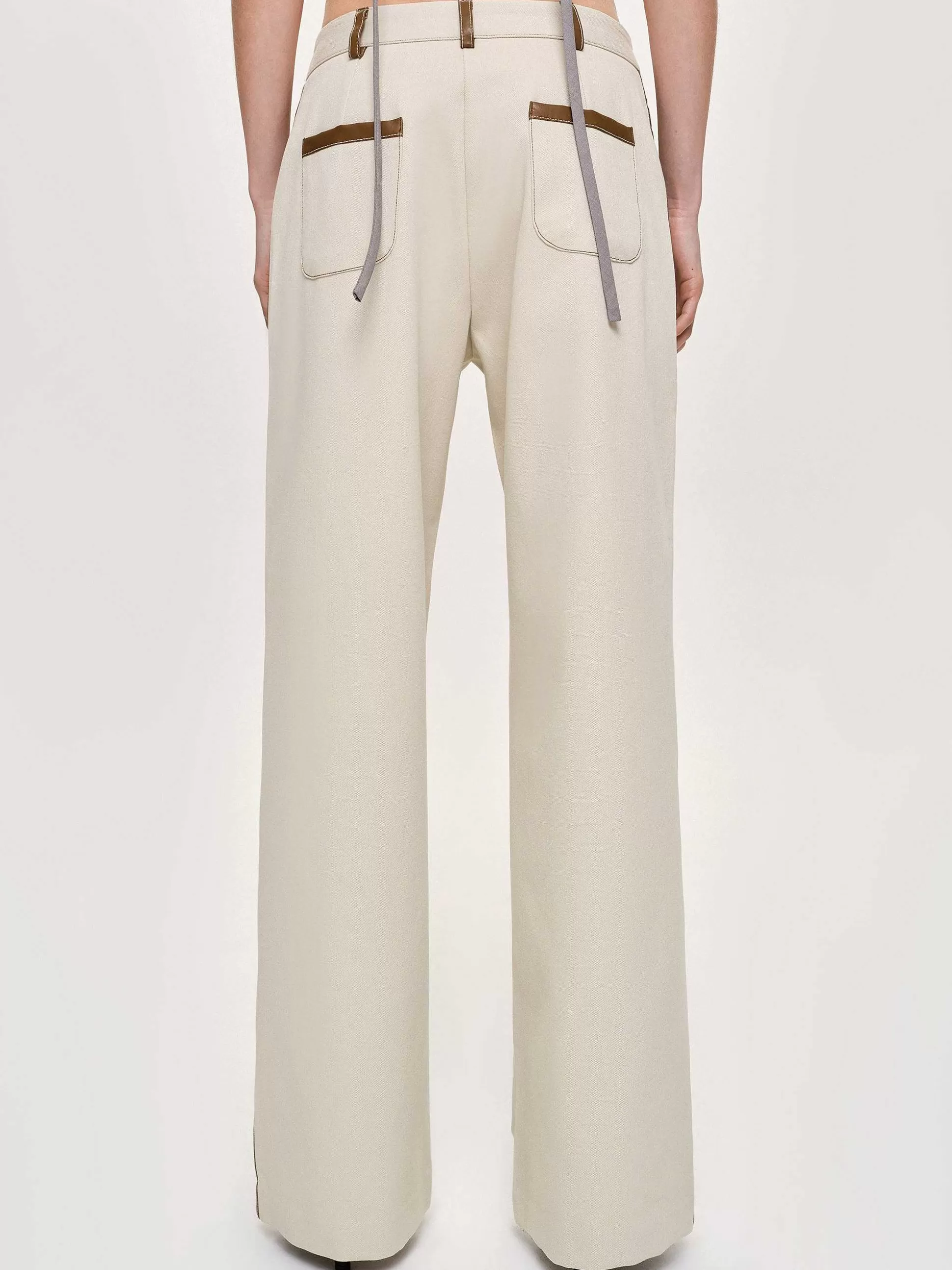 Source Unknown Pantalon A Finitions En Cuir, Toile Online