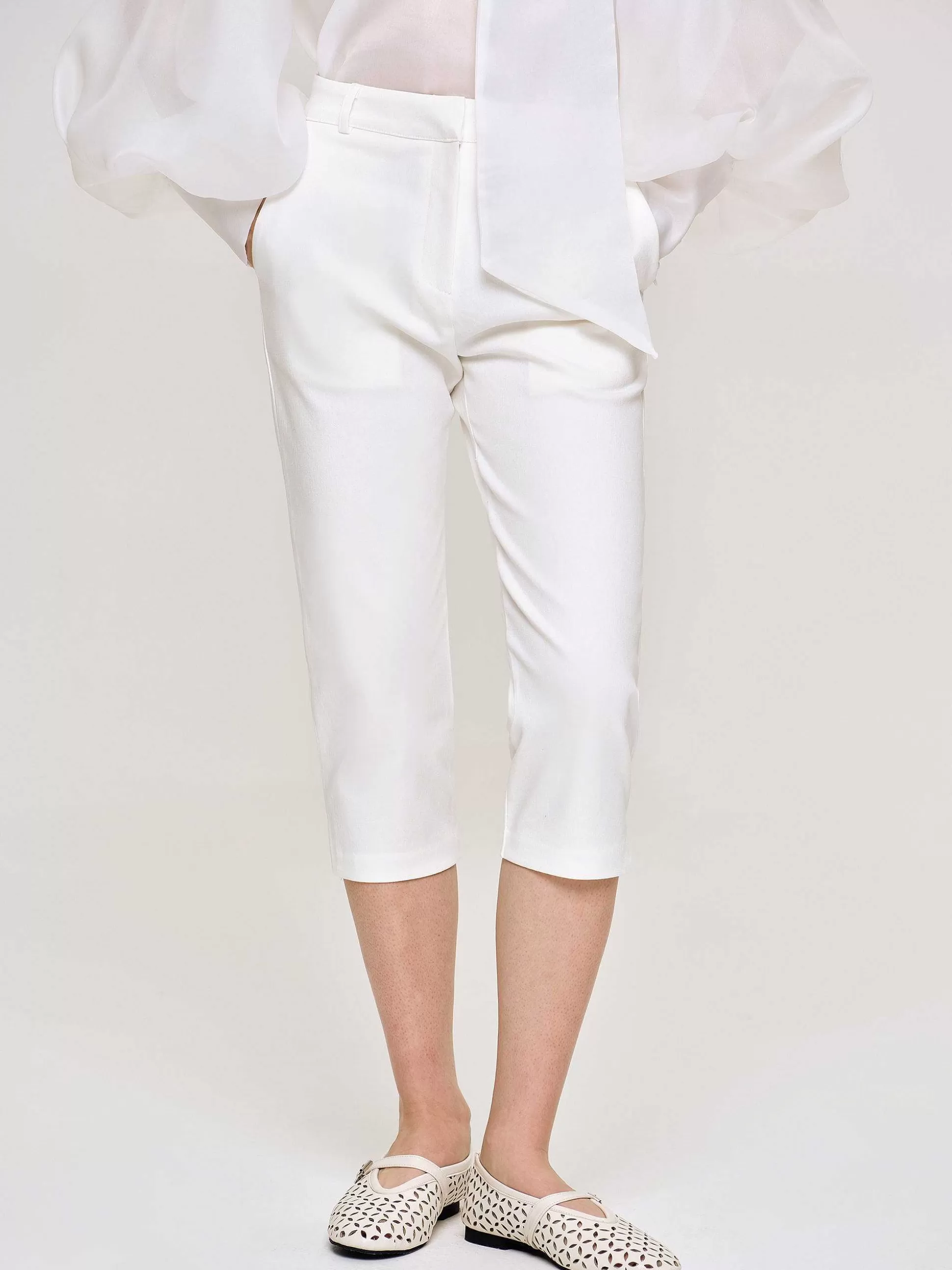 Source Unknown Pantalon Capri Slim, Blanc Online