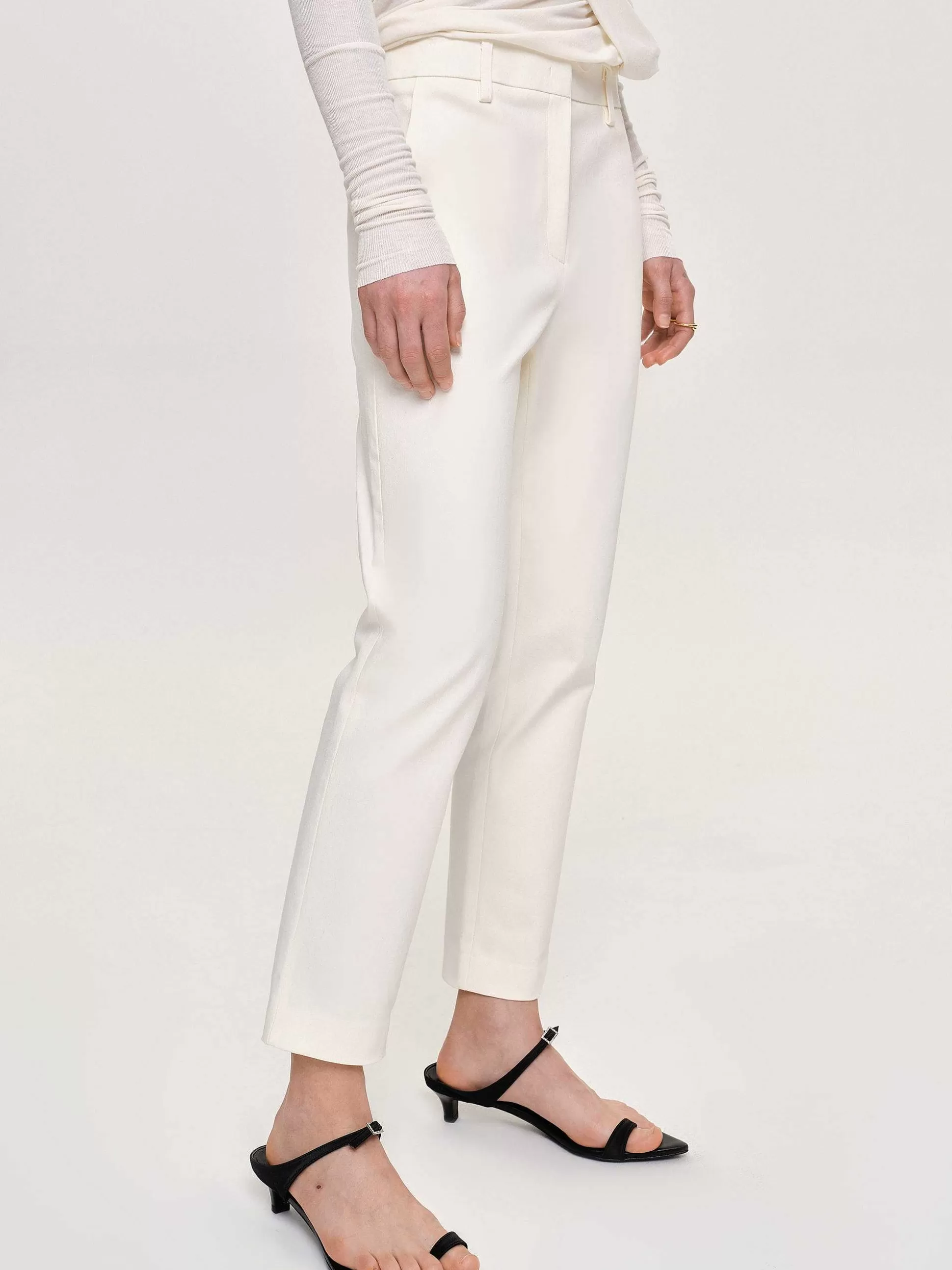 Source Unknown Pantalon Cigarette Court Droit, Ivoire Outlet