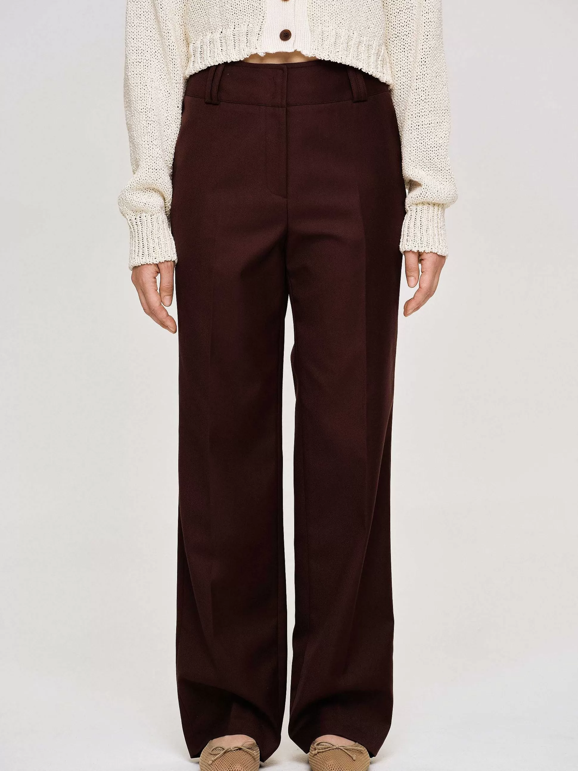 Source Unknown Pantalon De Costume En Gabardine, Marron Merlot Outlet