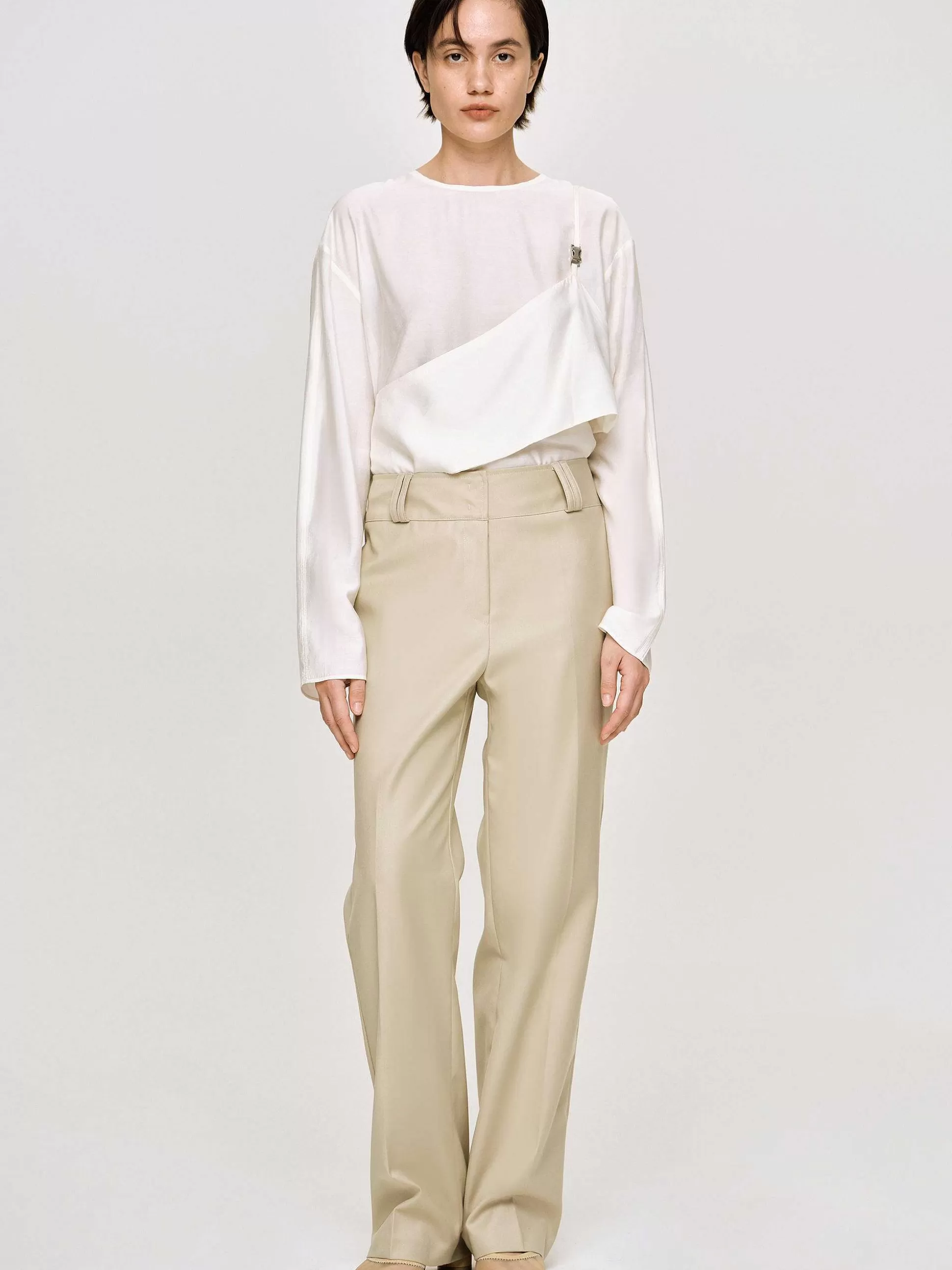 Source Unknown Pantalon Droit En Gabardine, Beige Store