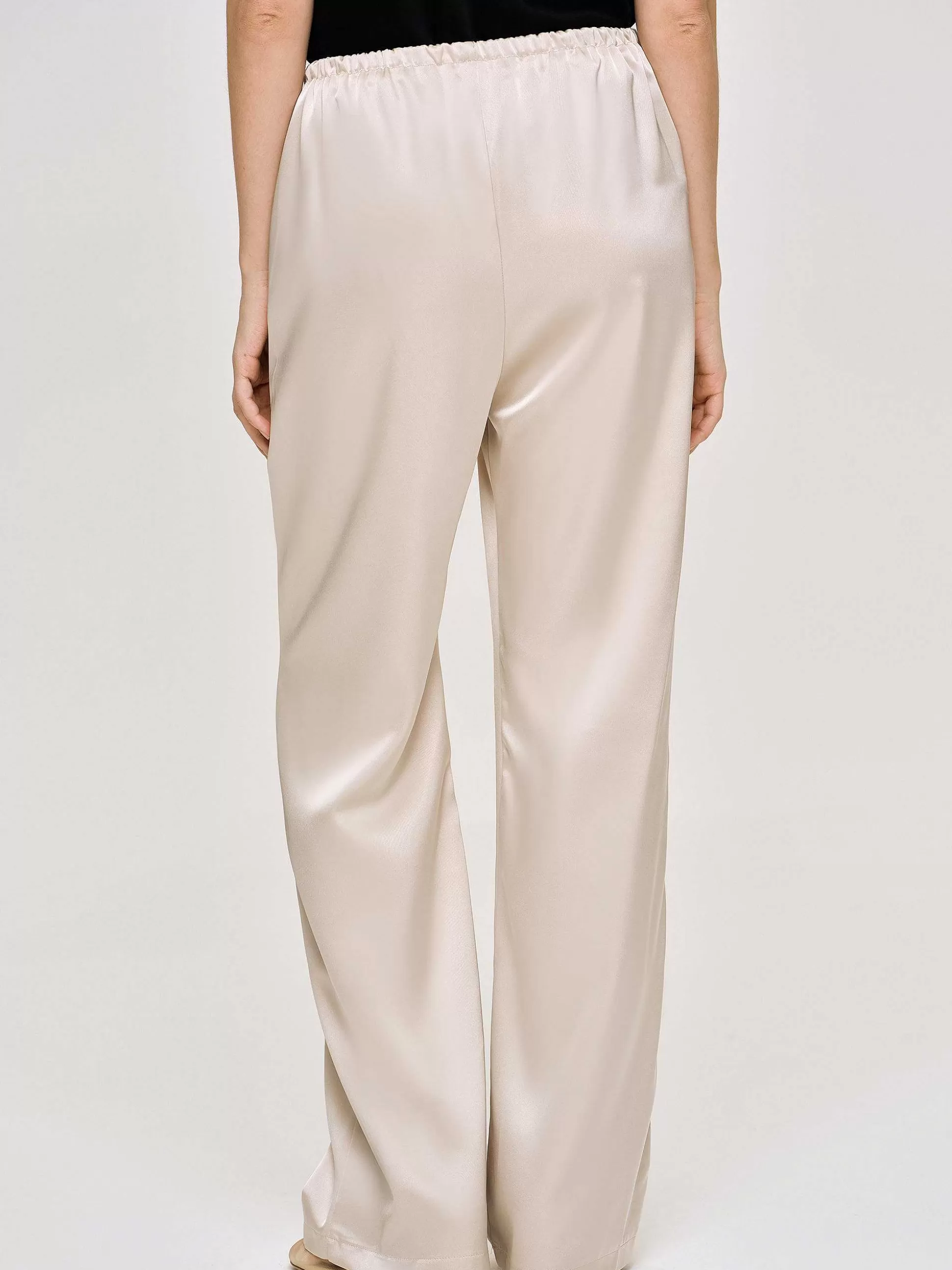 Source Unknown Pantalon En Crepe Satine, Champagne Online