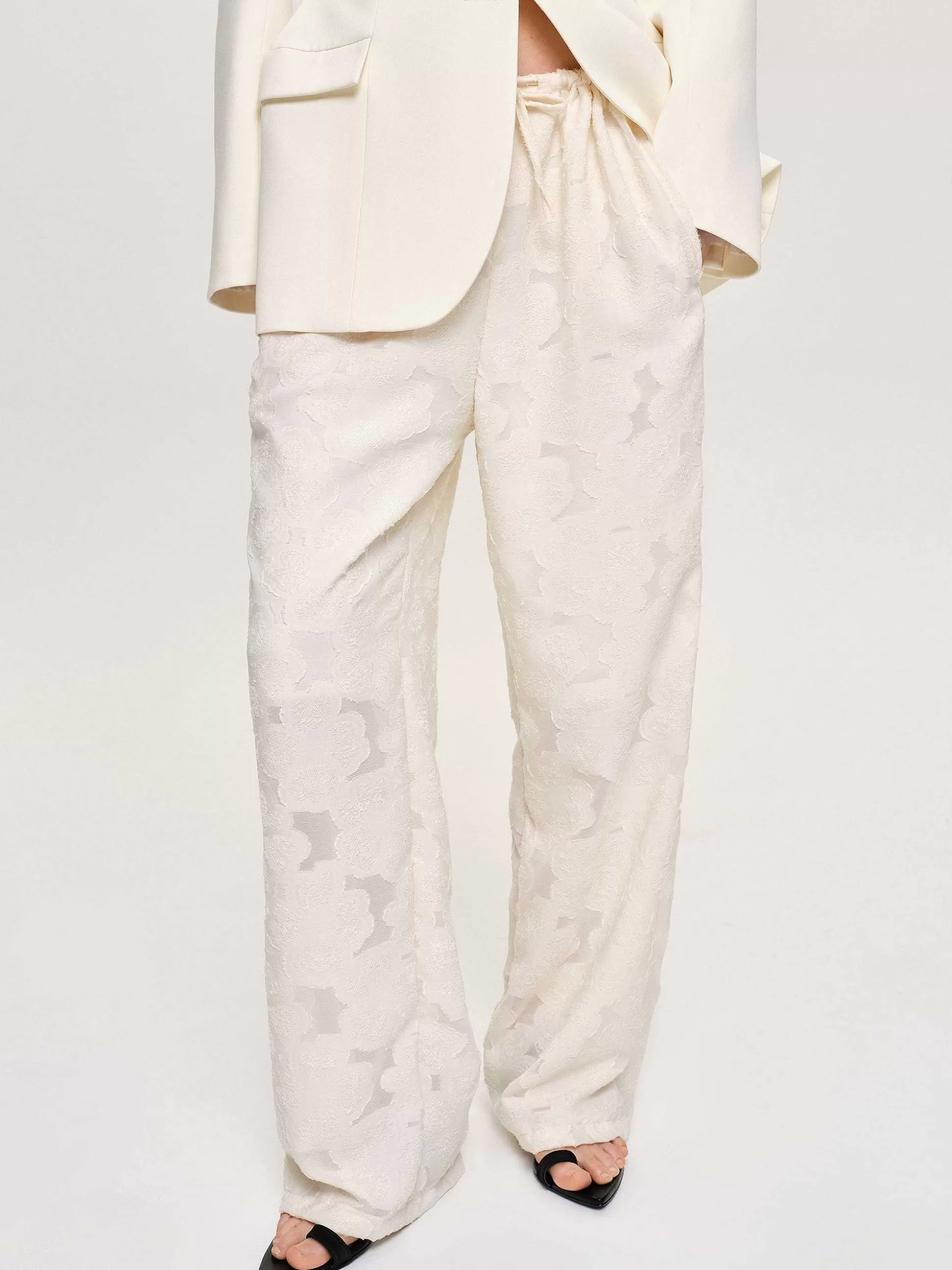 Source Unknown Pantalon Jacquard A Cordon, Ivoire Discount