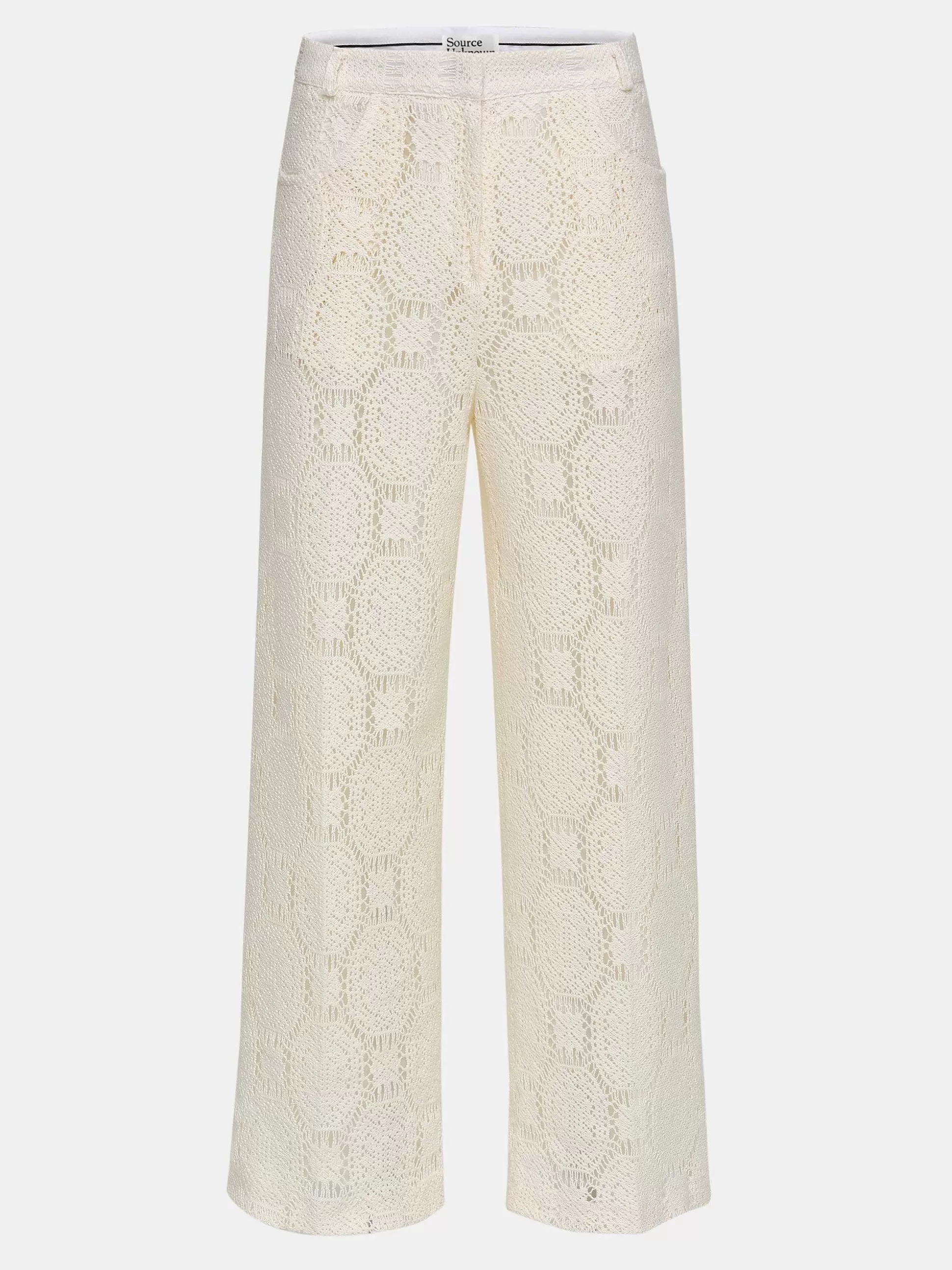 Source Unknown Pantalon Large Au Crochet Sevilla, Ecru Clearance