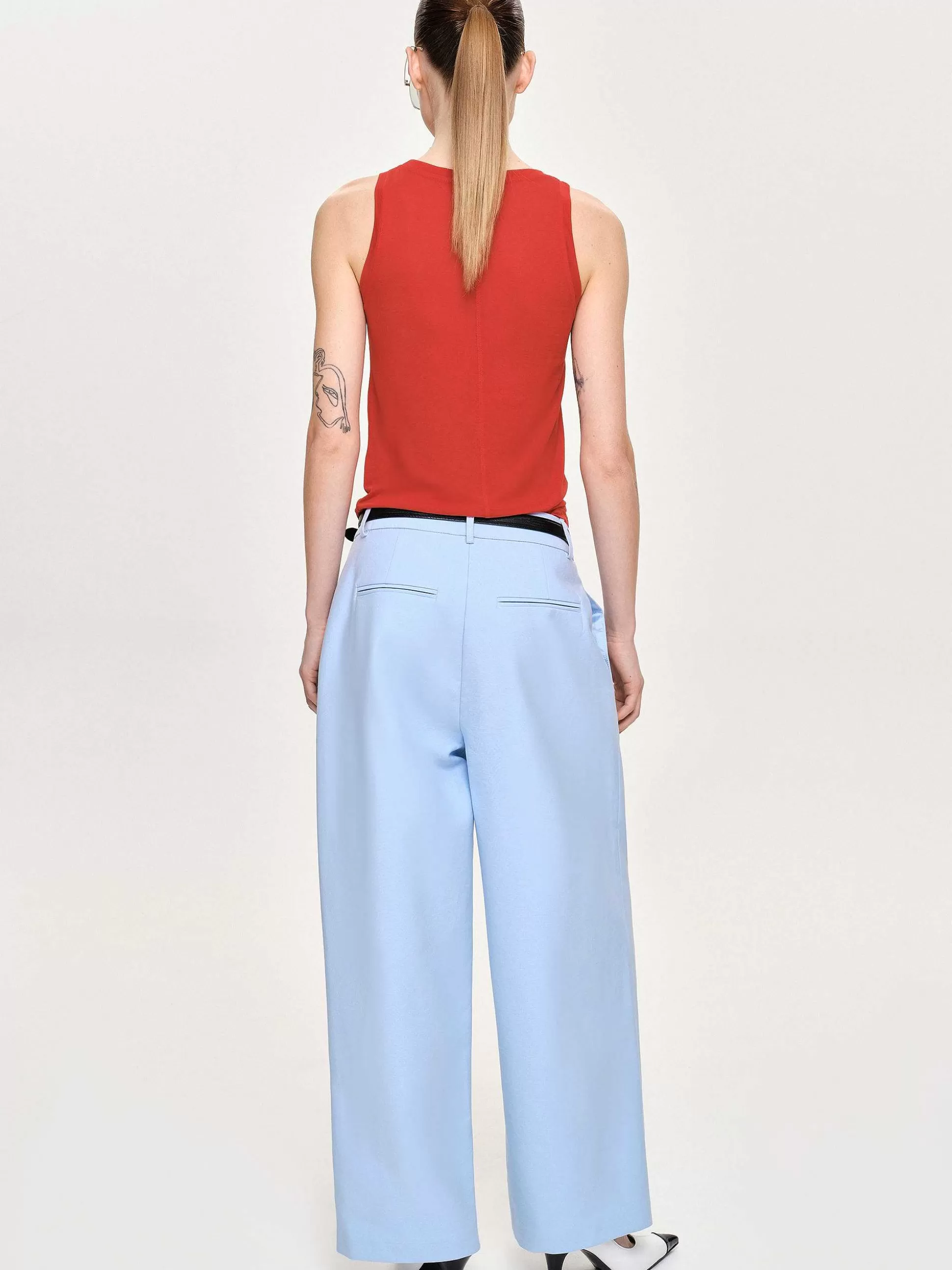 Source Unknown Pantalon Plisse A Jambe Large, Bleu Glacier Cheap