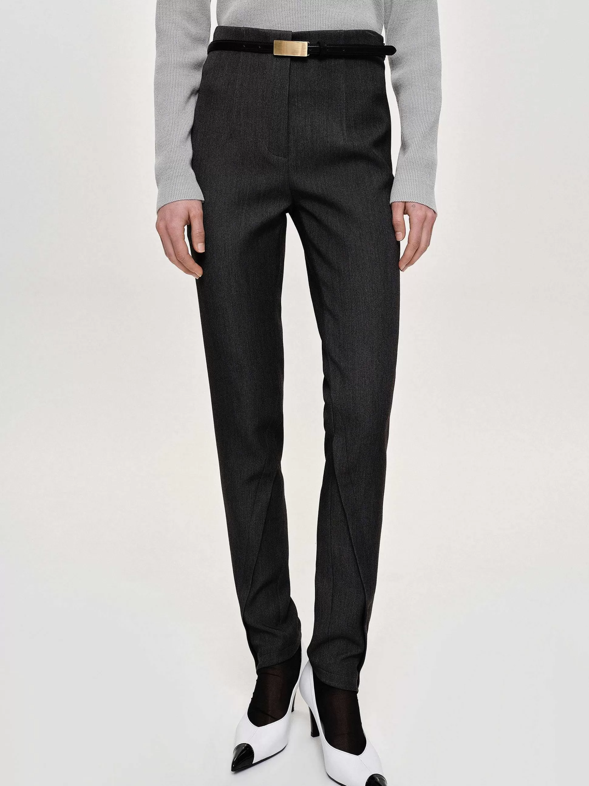 Source Unknown Pantalon Slim Coupe Biais Tyia, Charbon Fonce Discount