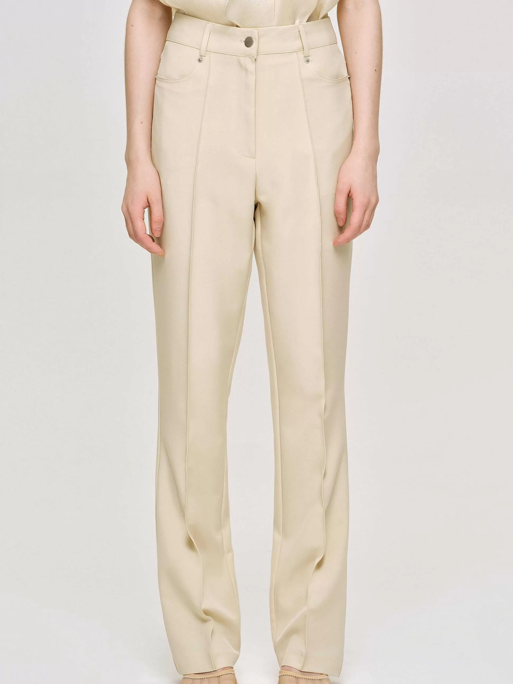 Source Unknown Pantalon Slim Froisse, Beurre Shop