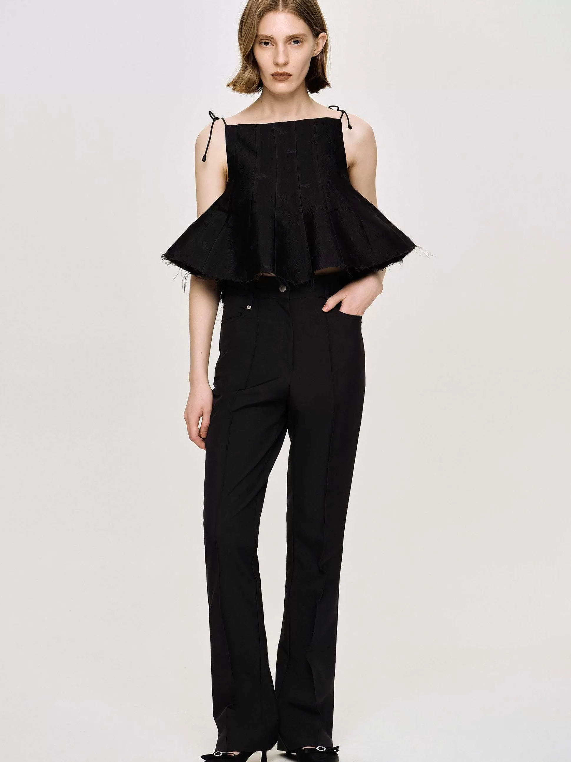 Source Unknown Pantalon Slim Froisse, Noir Best