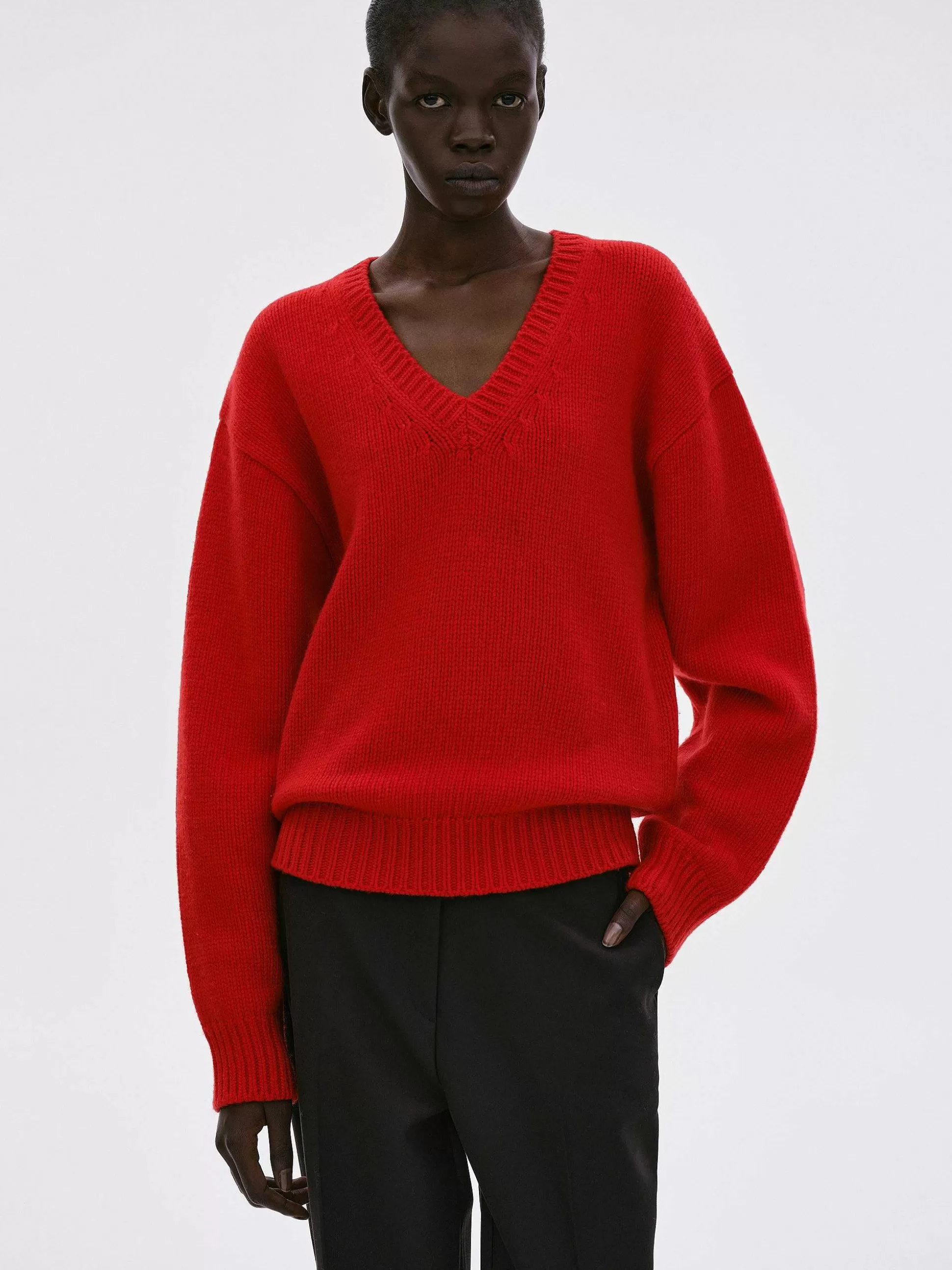Source Unknown Pull En Laine Extra Fine, Rouge Outlet