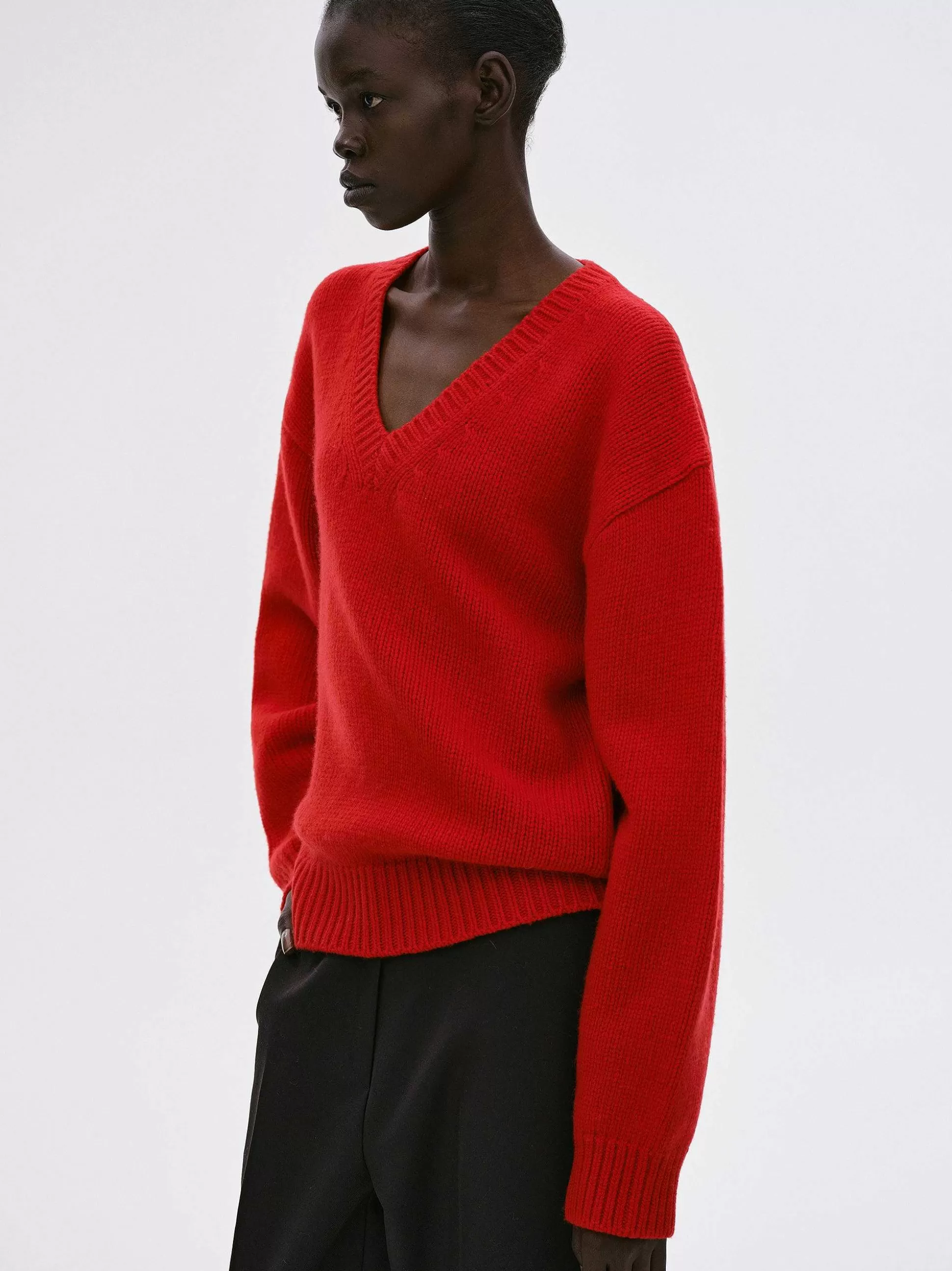 Source Unknown Pull En Laine Extra Fine, Rouge Clearance