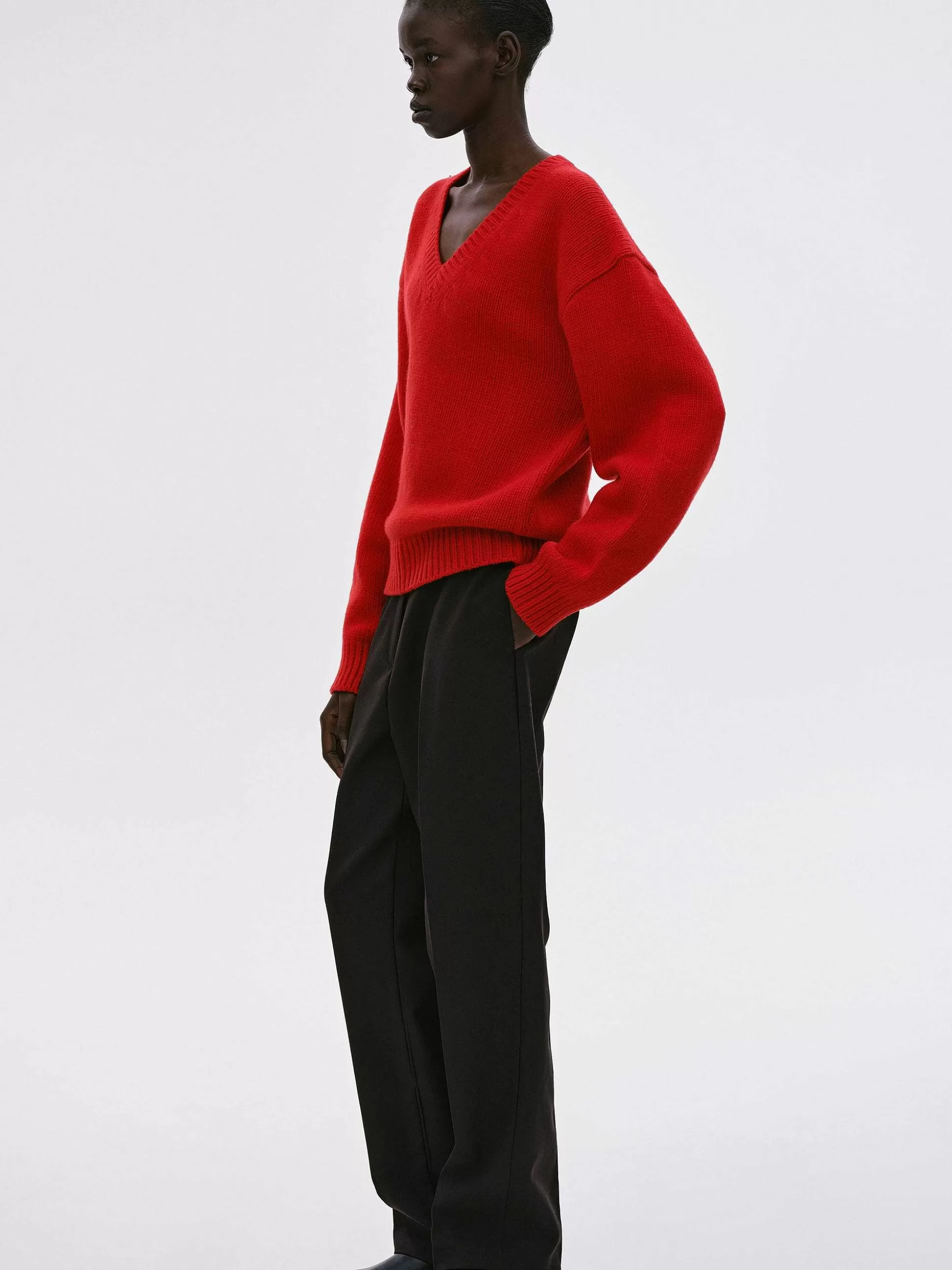 Source Unknown Pull En Laine Extra Fine, Rouge Clearance