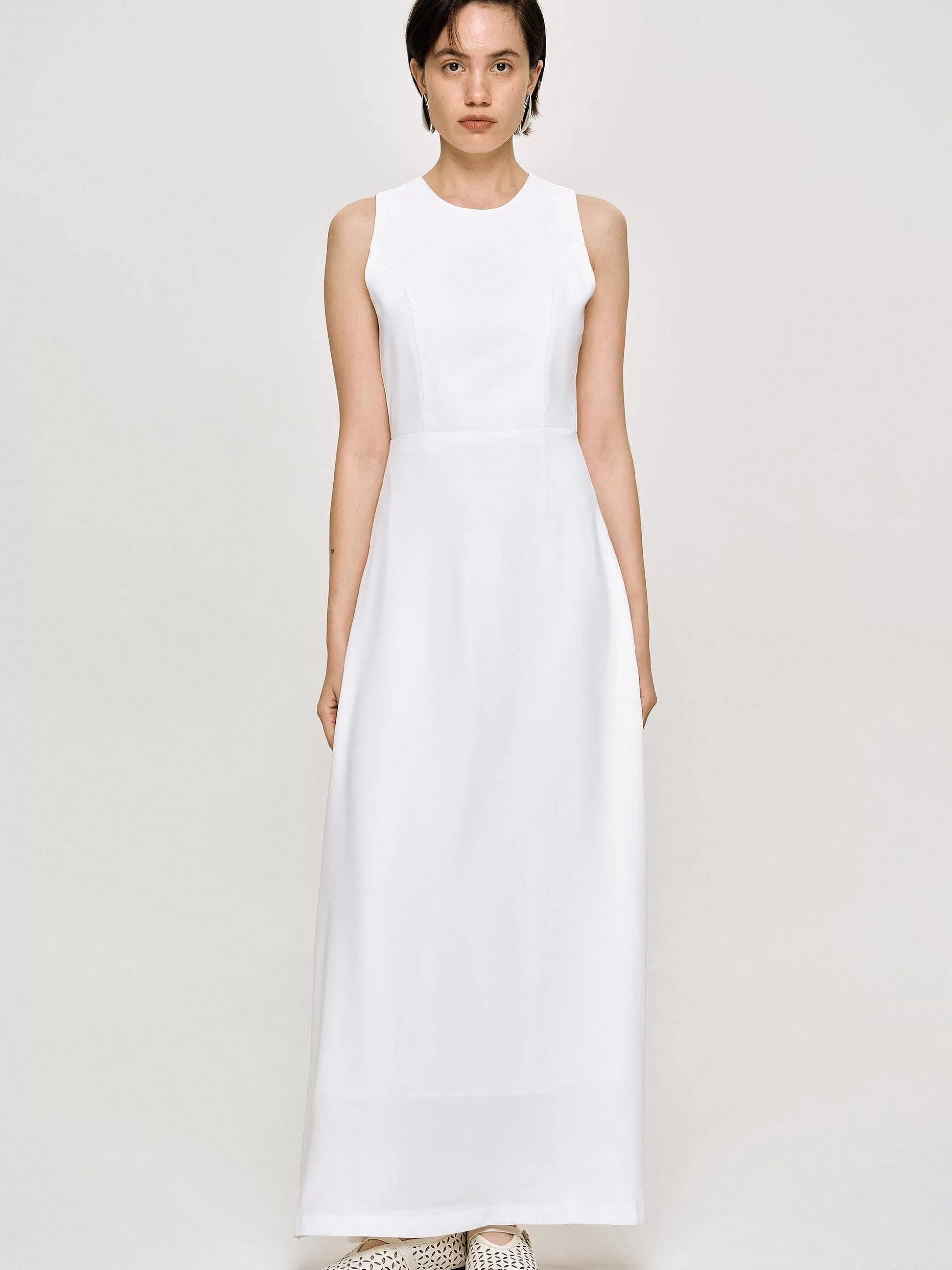 Source Unknown Robe Longue Ajustee, Blanc Clearance
