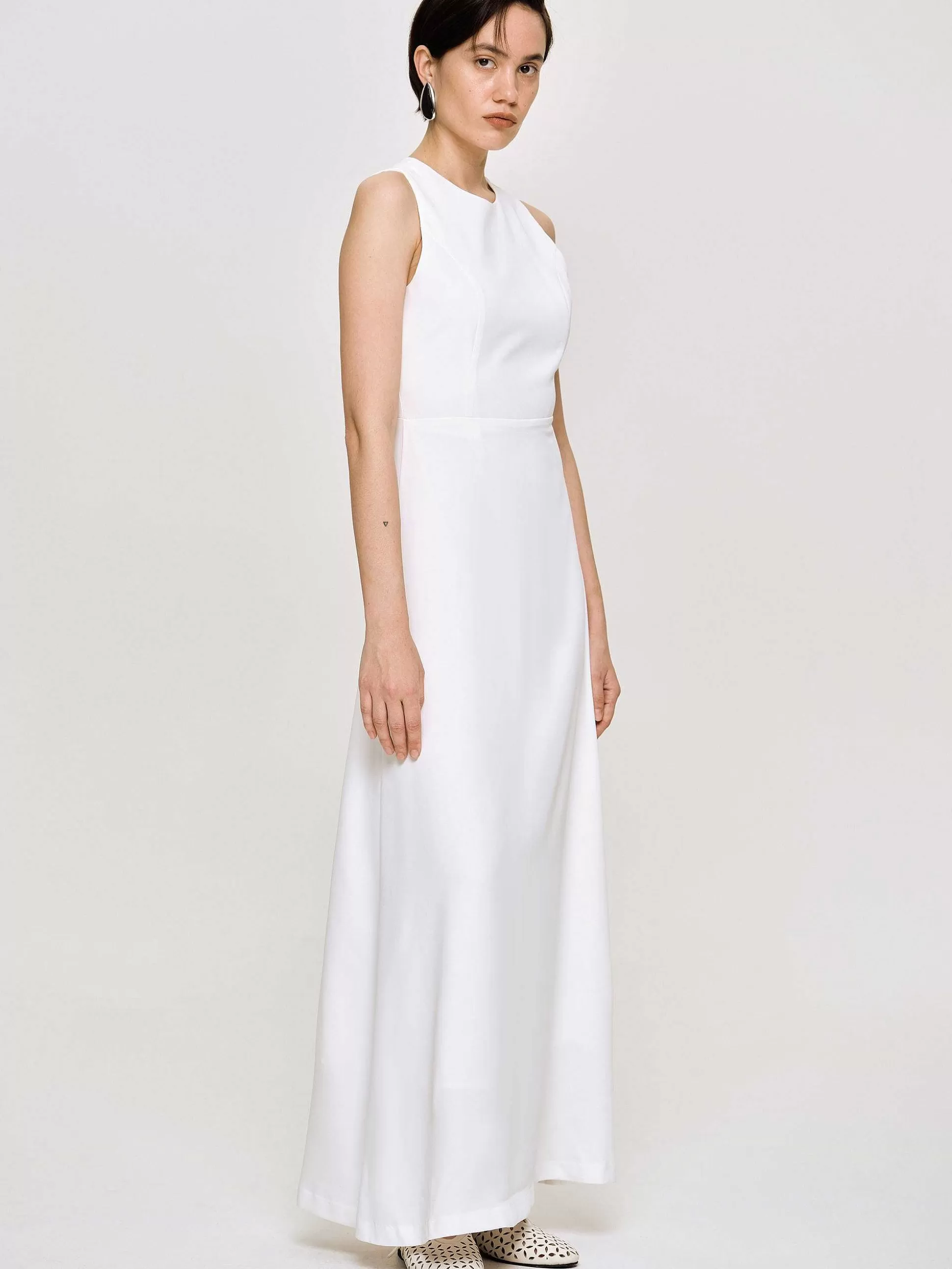Source Unknown Robe Longue Ajustee, Blanc Clearance