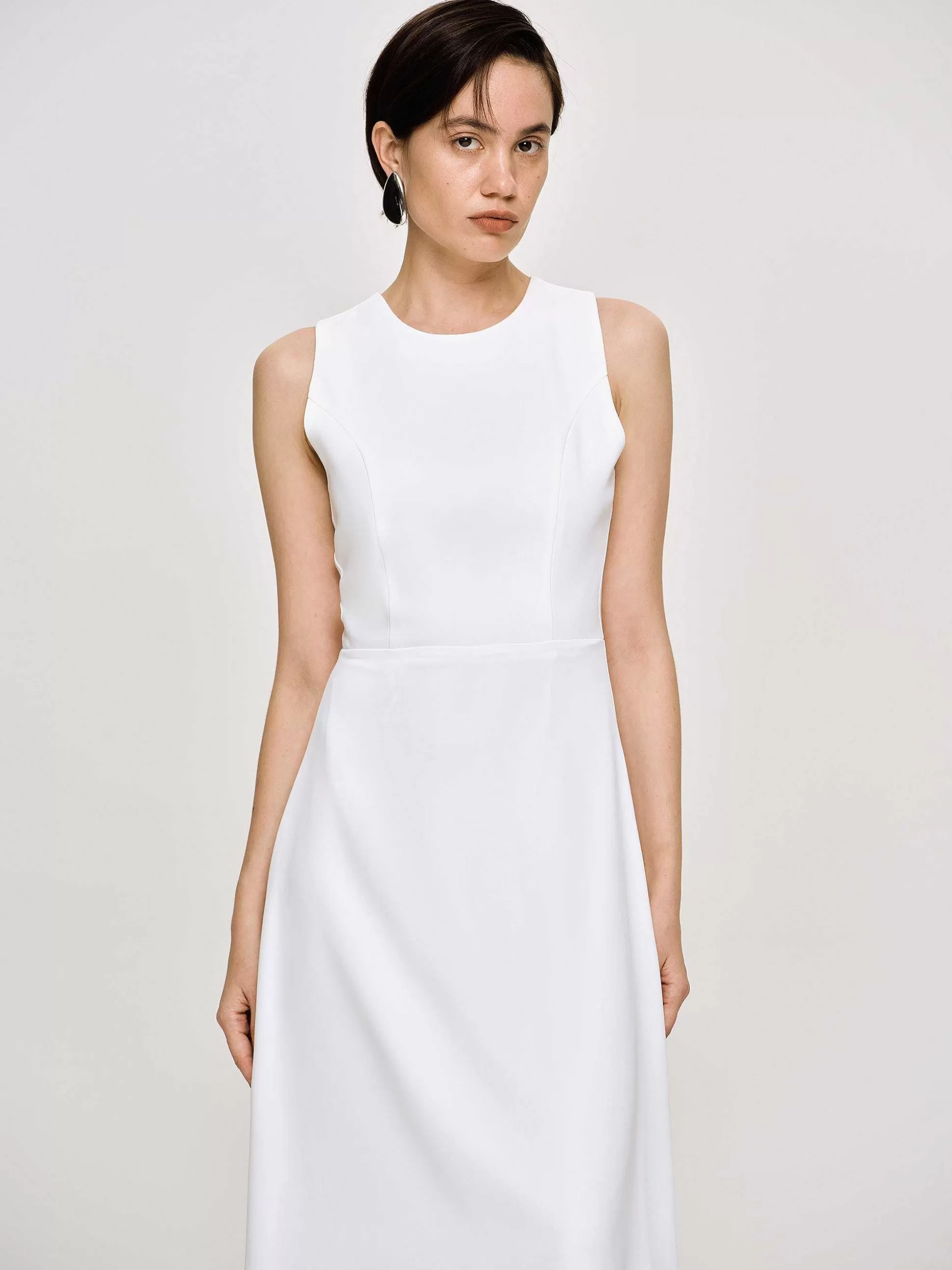 Source Unknown Robe Longue Ajustee, Blanc Flash Sale
