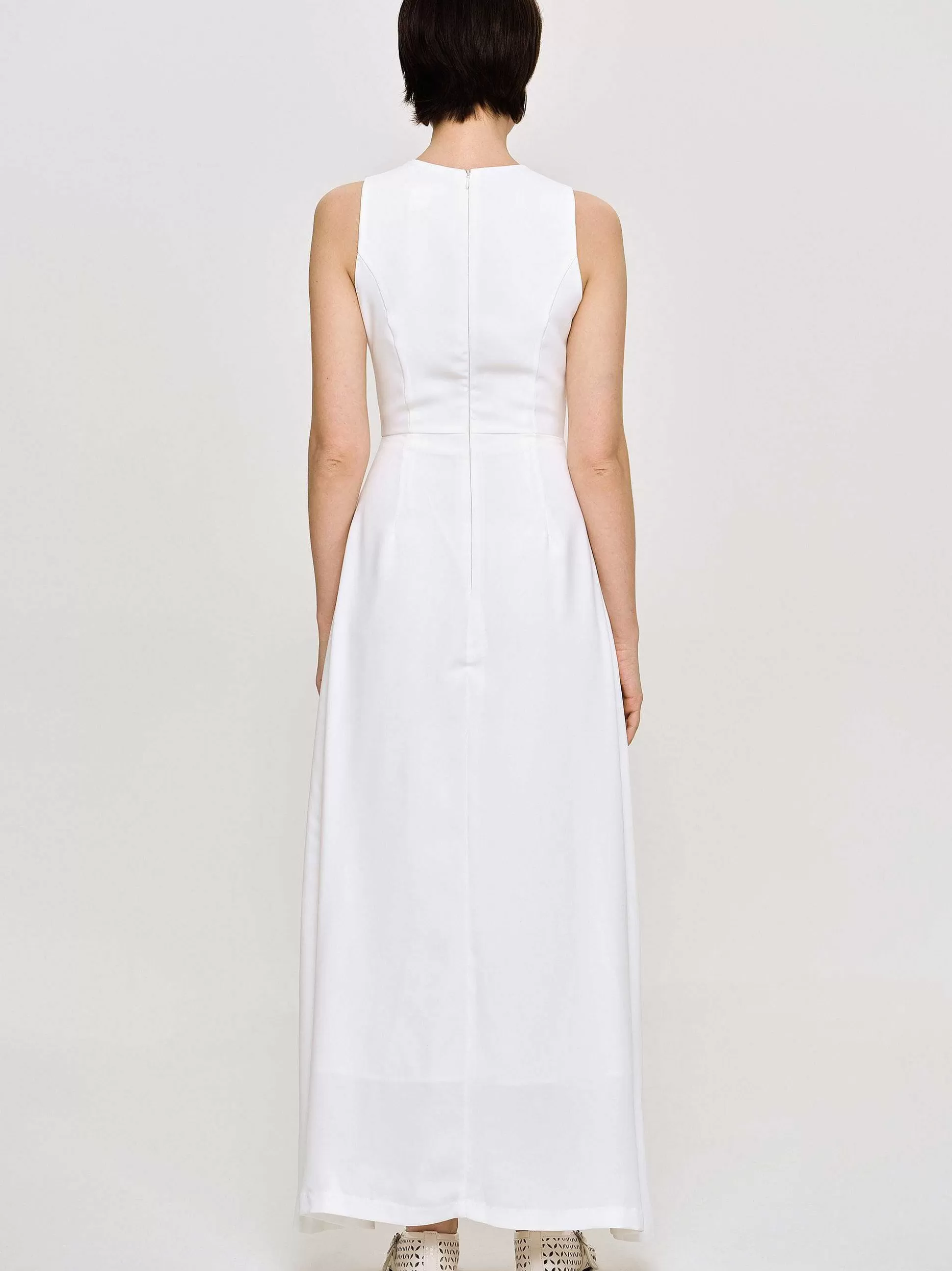 Source Unknown Robe Longue Ajustee, Blanc Flash Sale