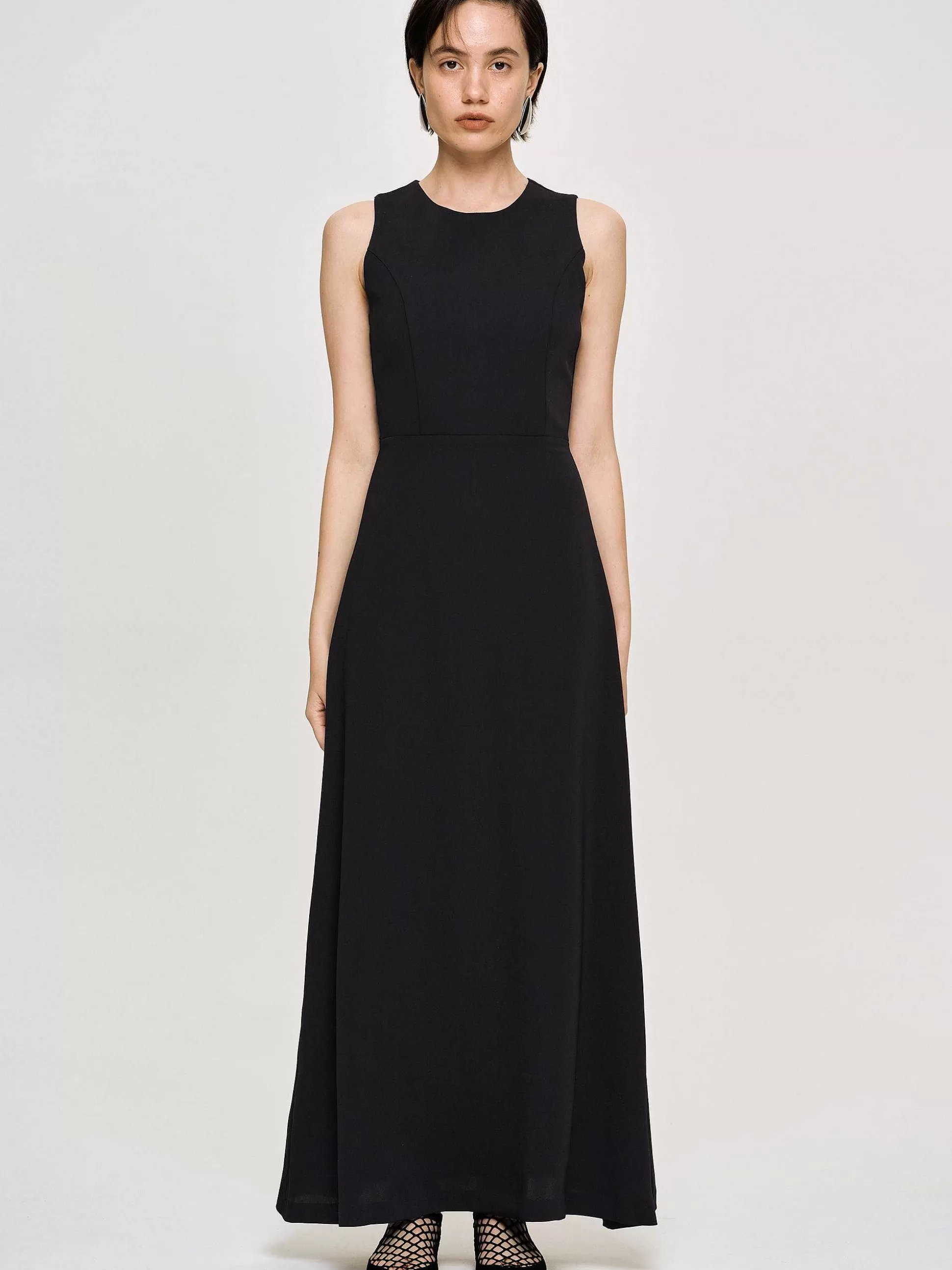 Source Unknown Robe Longue Ajustee, Noir Fashion