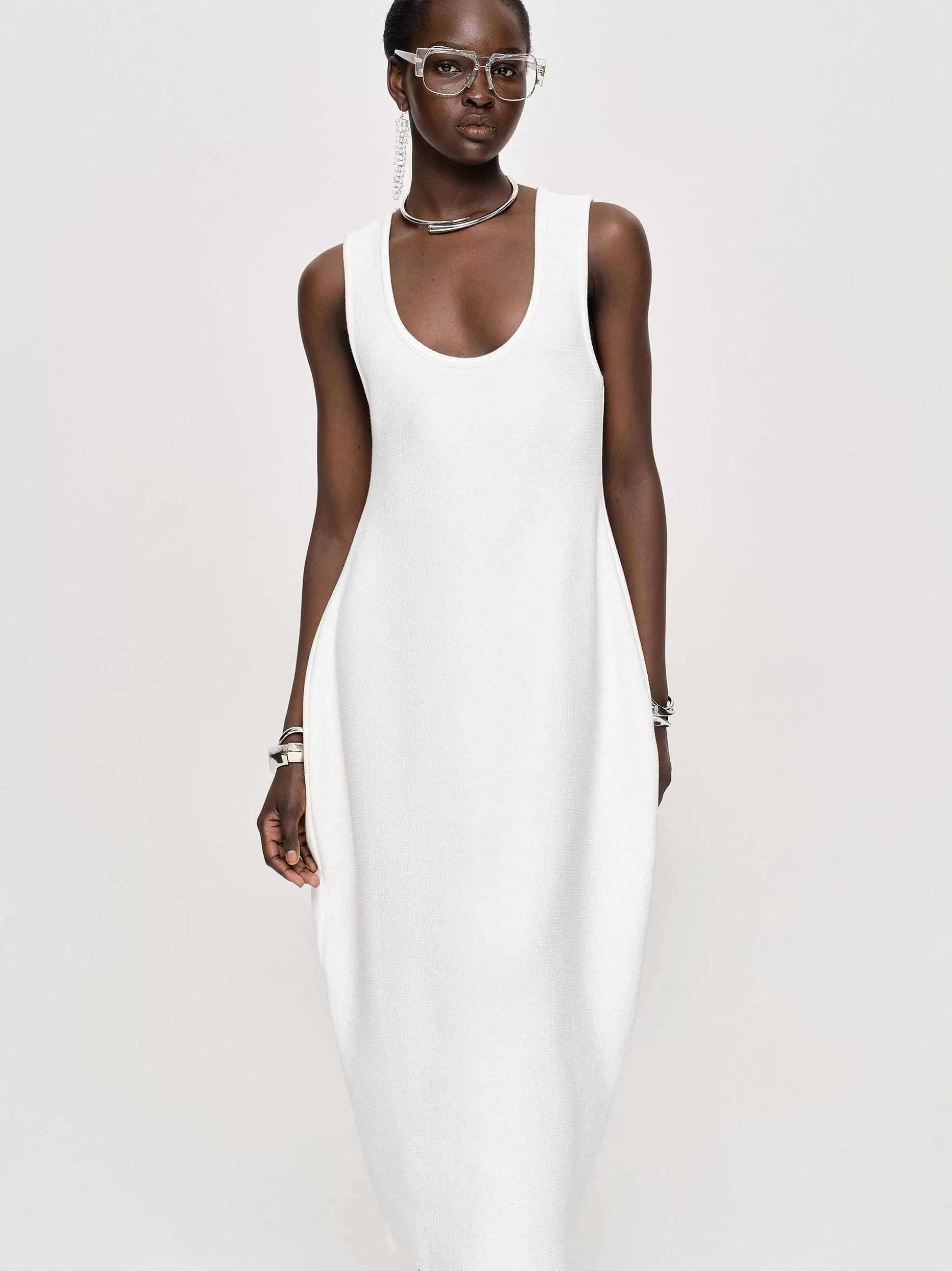 Source Unknown Robe Mi-Longue Adua Vase, Blanc Online