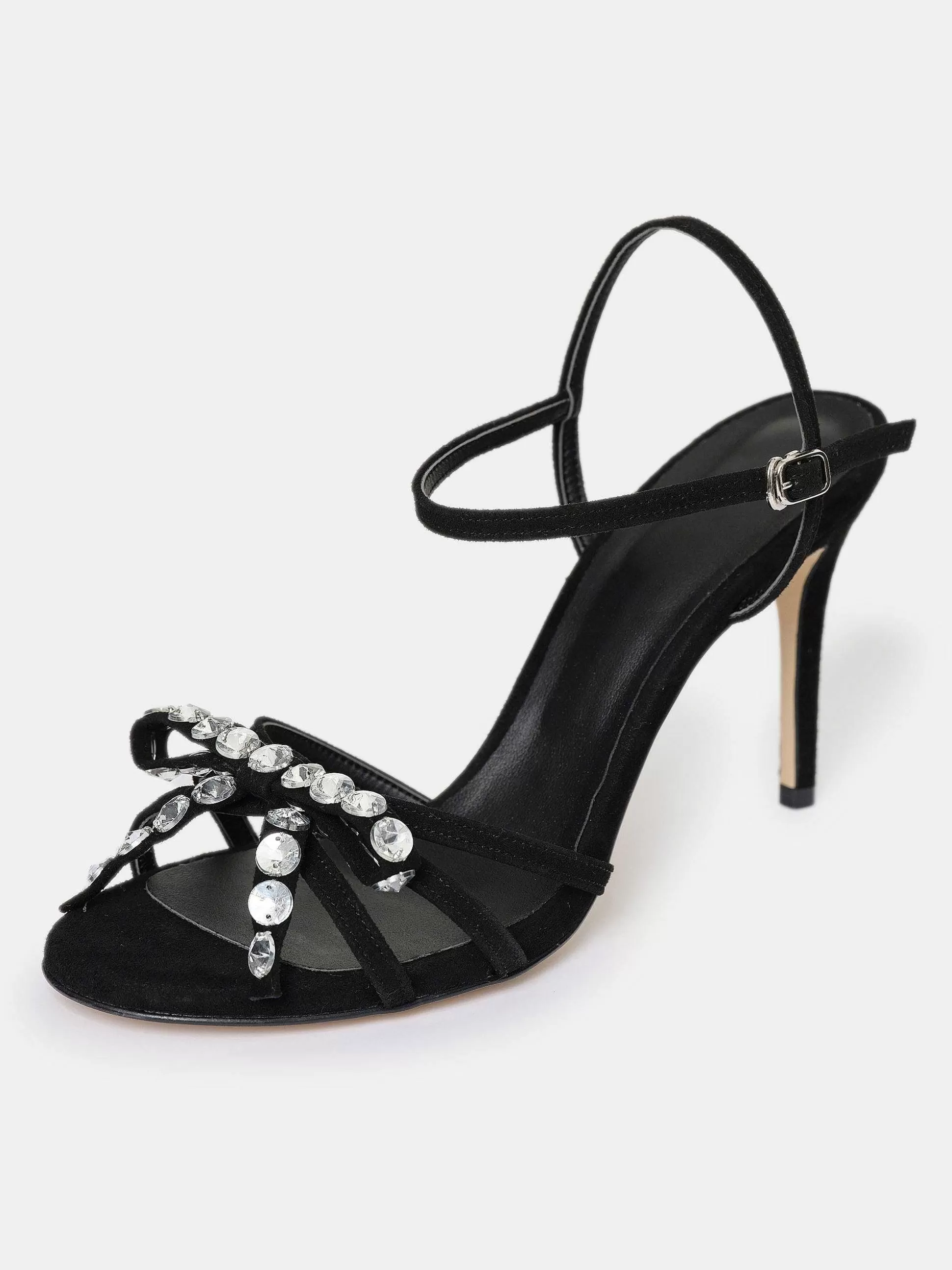 Source Unknown Sandales A Talons Bijoux A Bout Ouvert Micol, Noir Fashion