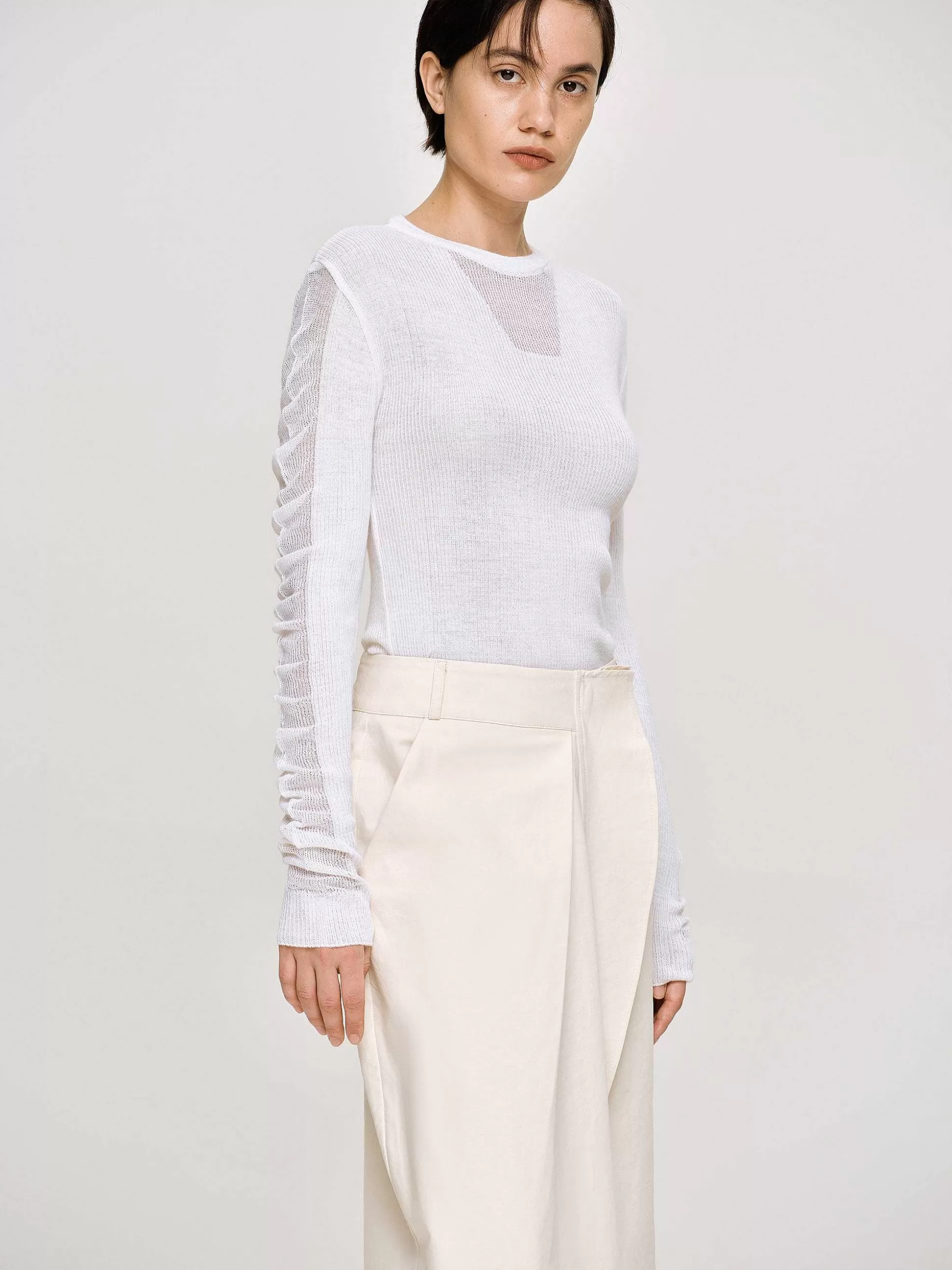 Source Unknown Tricot A Manches Transparentes, Blanc Outlet