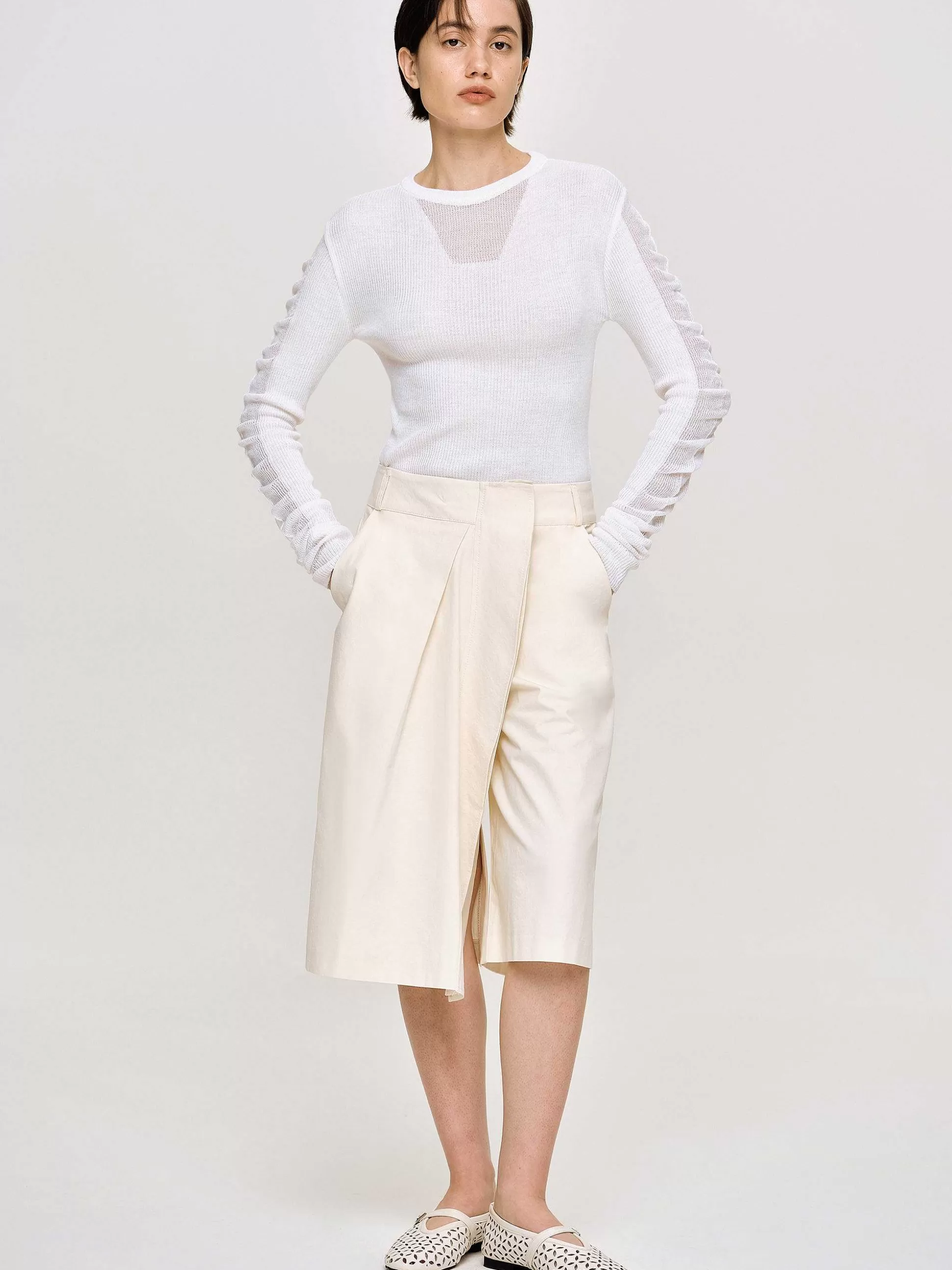 Source Unknown Tricot A Manches Transparentes, Blanc Outlet