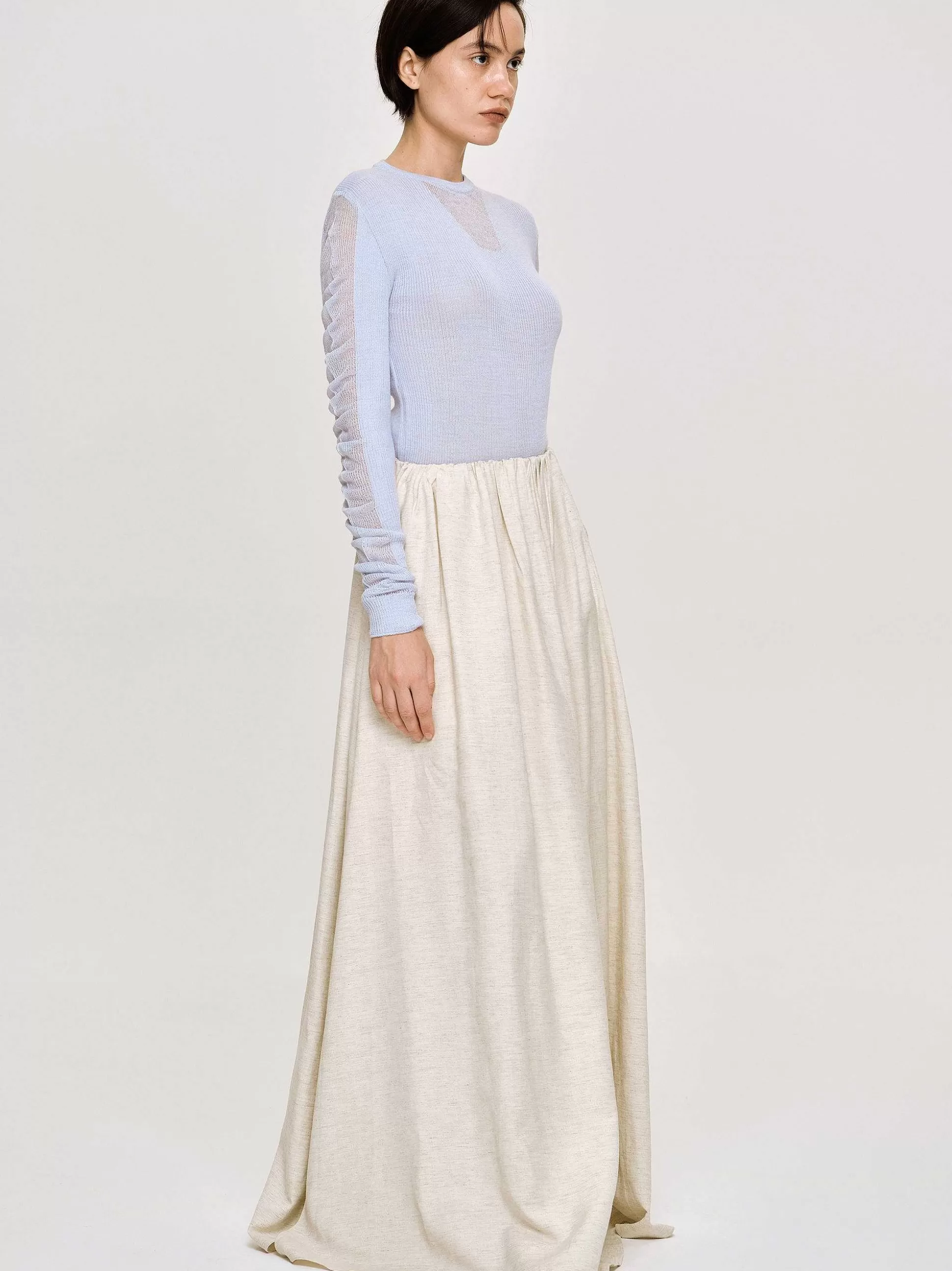 Source Unknown Tricot A Manches Transparentes, Bleu Ciel New