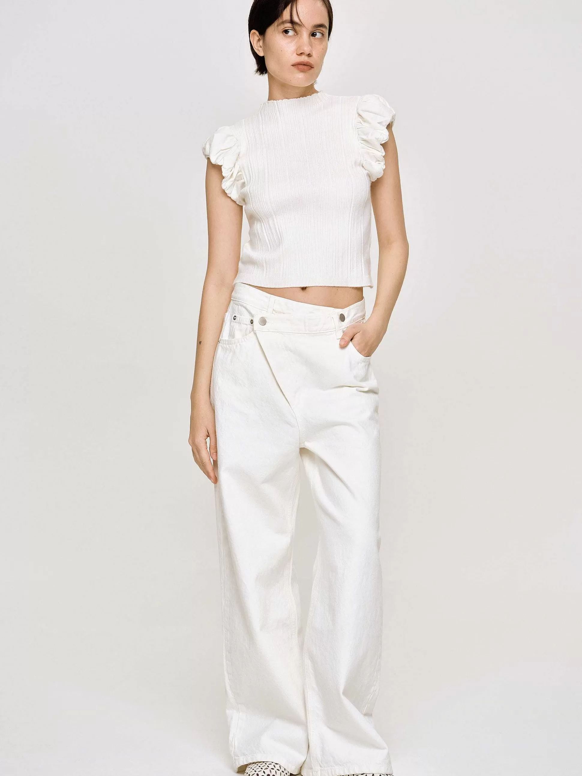 Source Unknown Tricot Cotele A Bulles, Blanc Hot