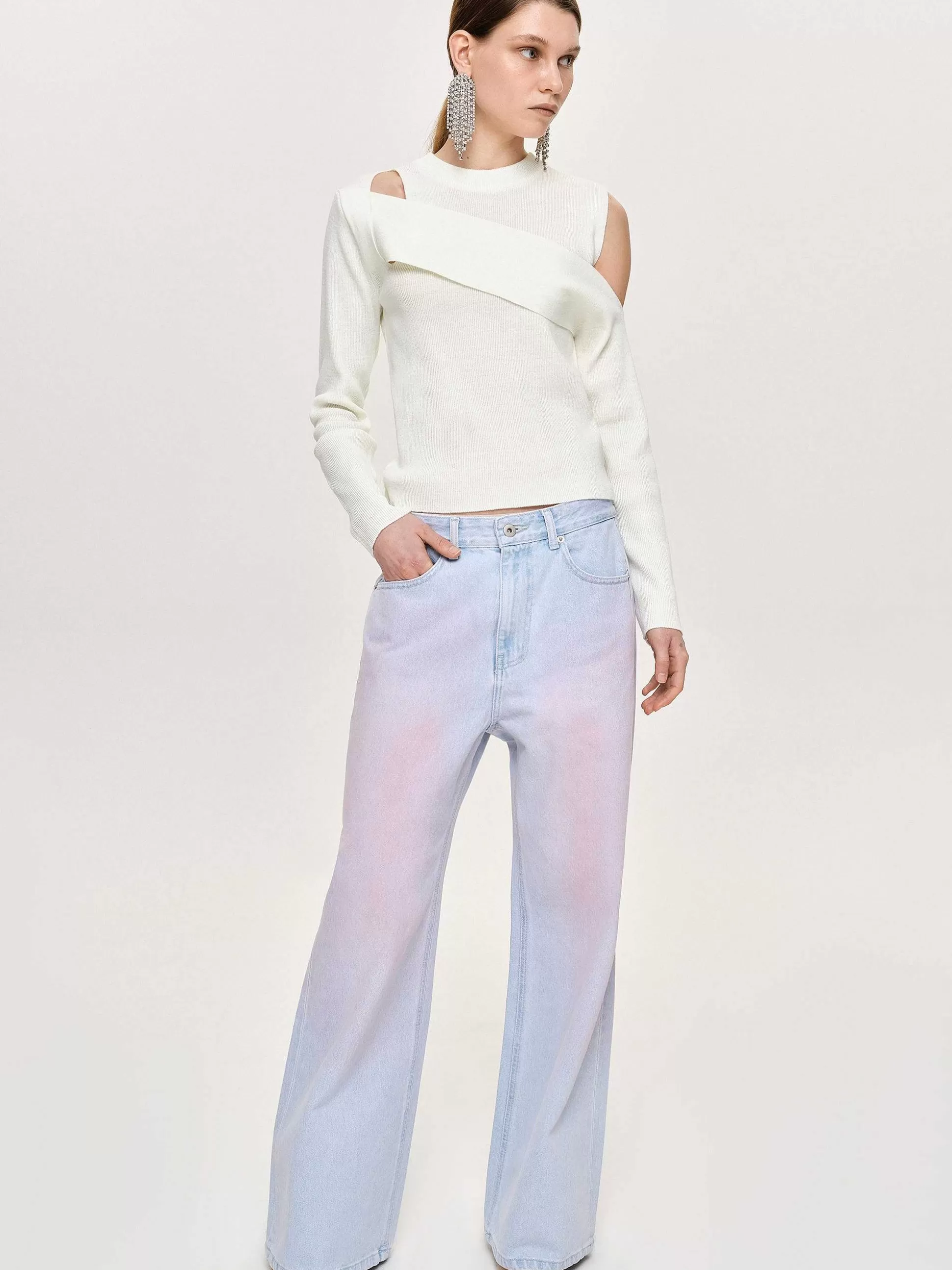 Source Unknown Tricot Drape Decoupe, Blanc Online