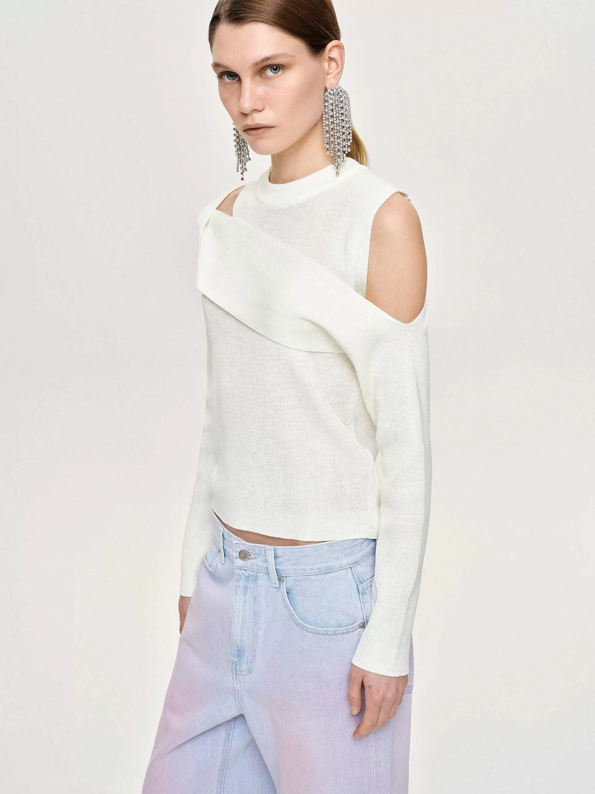 Source Unknown Tricot Drape Decoupe, Blanc Online