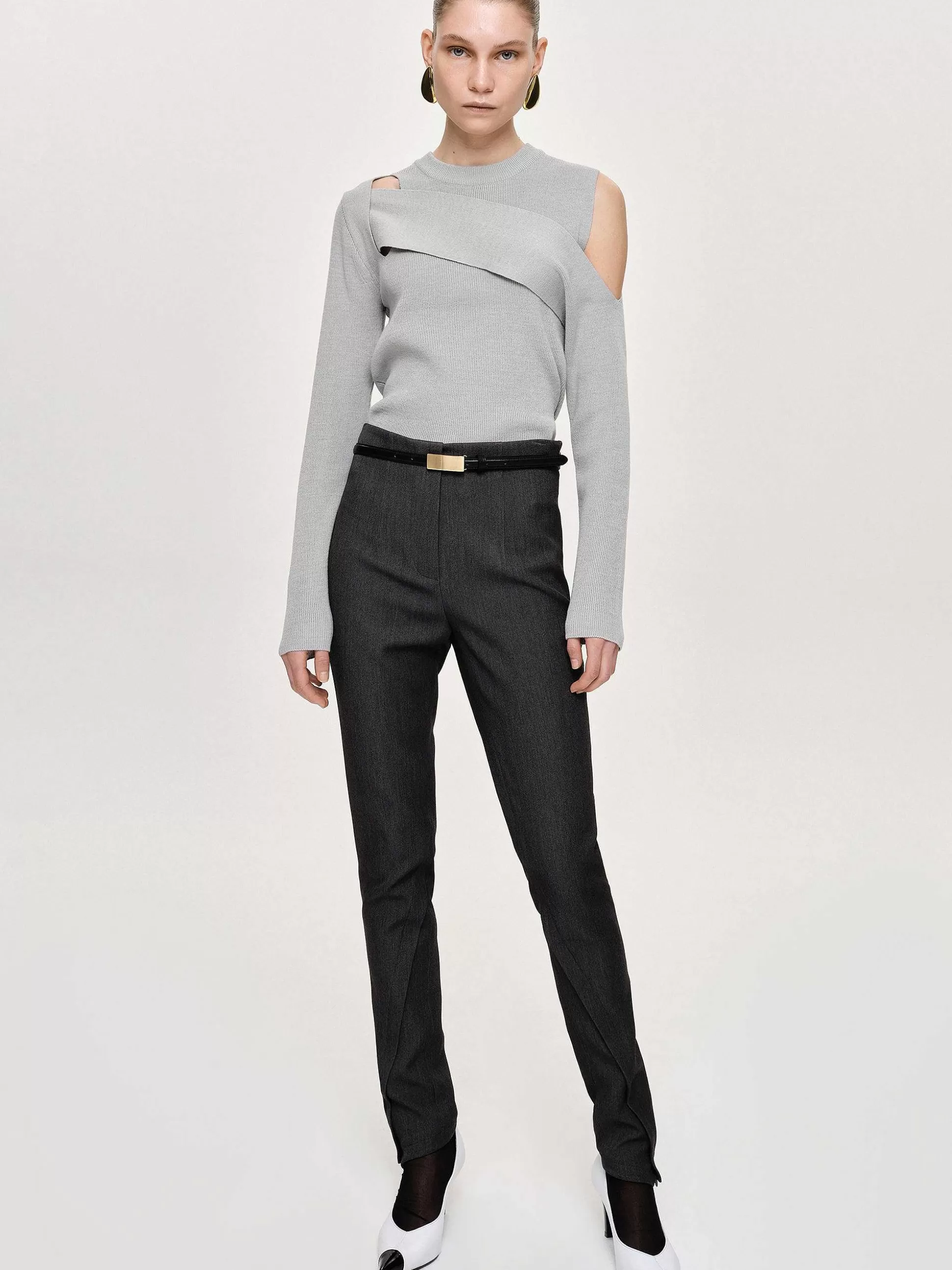 Source Unknown Tricot Drape Decoupe, Gris Taupe Shop