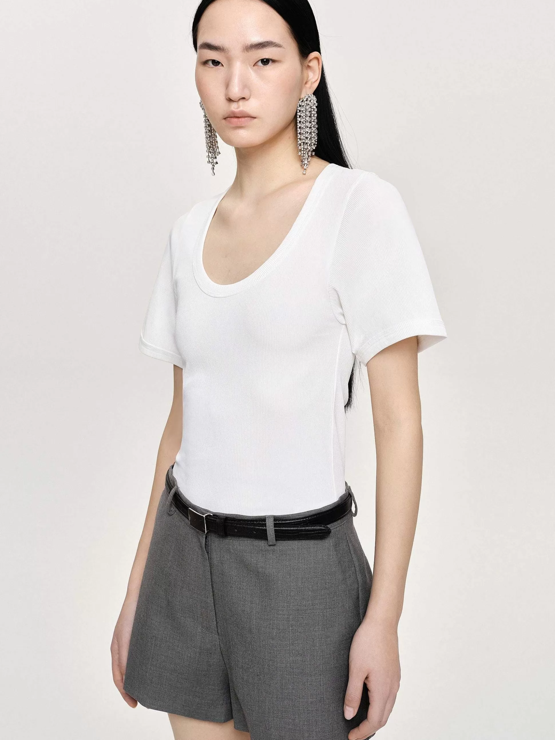 Source Unknown T-Shirt Deep U, Blanc Sale