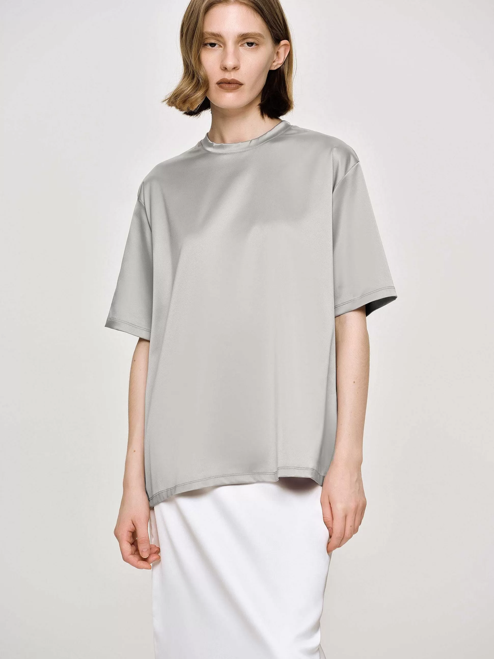 Source Unknown T-Shirt En Satin, Argent Outlet